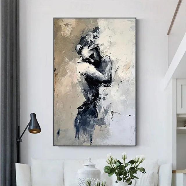 Abstract Figurative Couple Oil Painting - Eternal Embrace