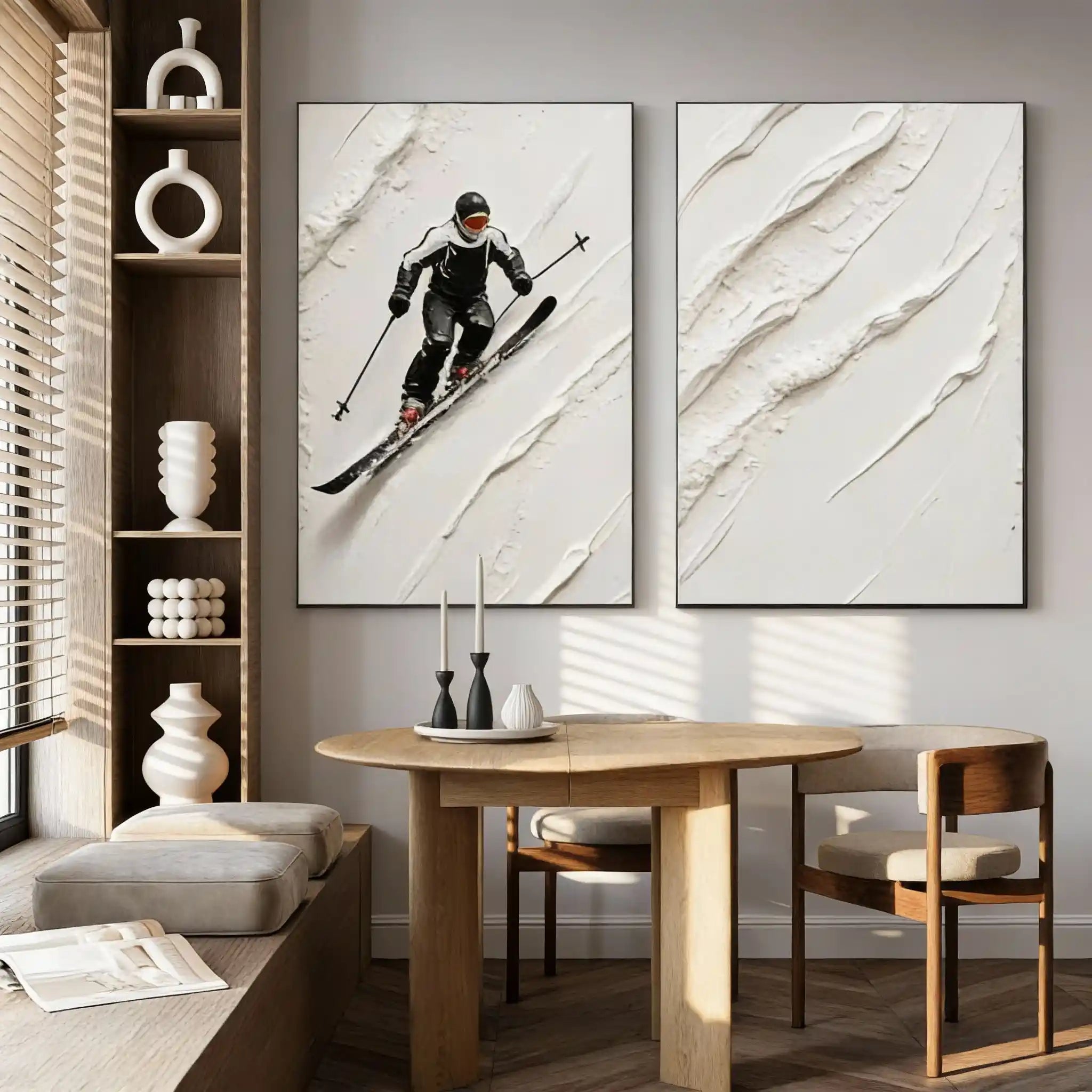 Skiing Sport Textured Wall Art Set of 2 #SA040
