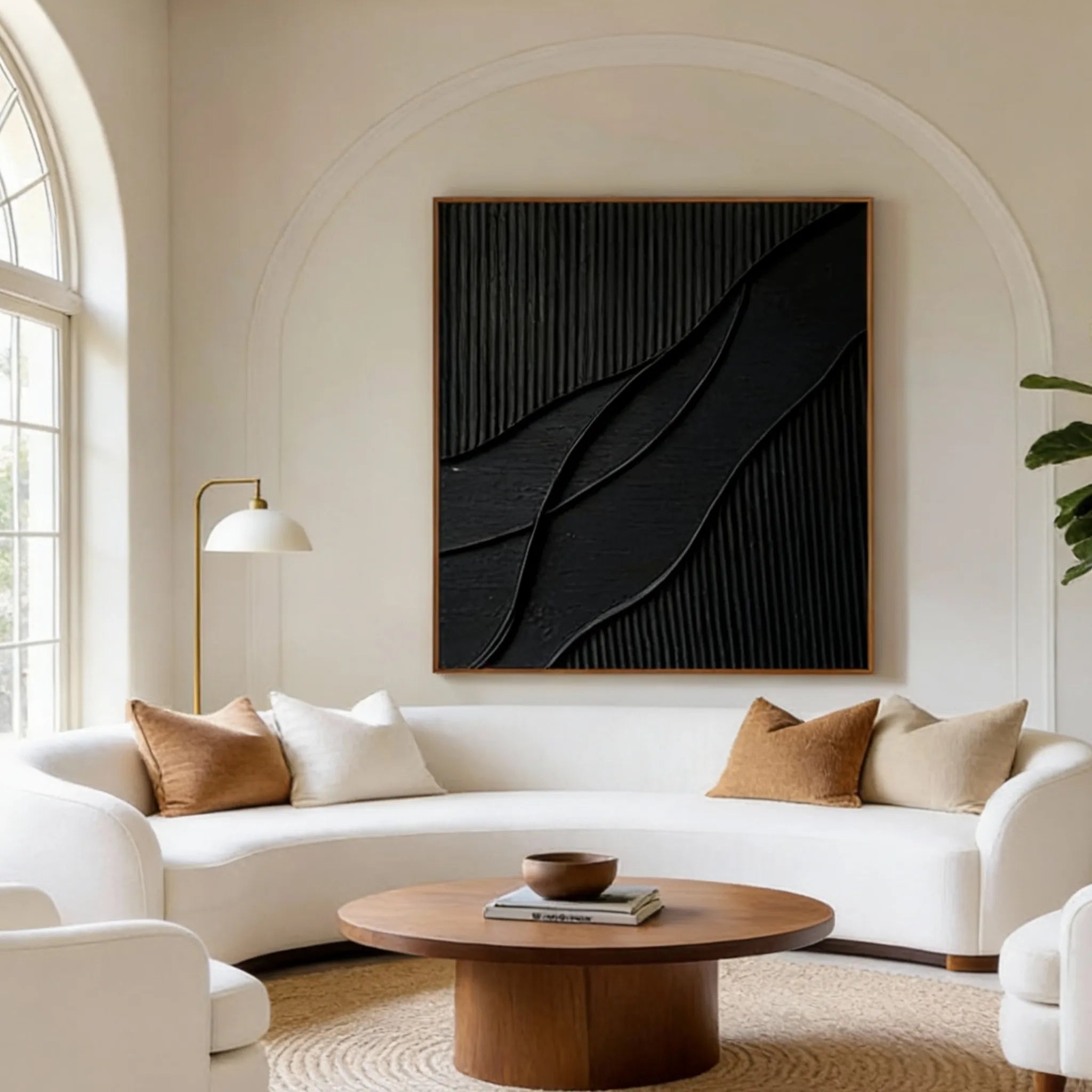 Black Plaster Art Minimalist Textured Oil Painting #BM011