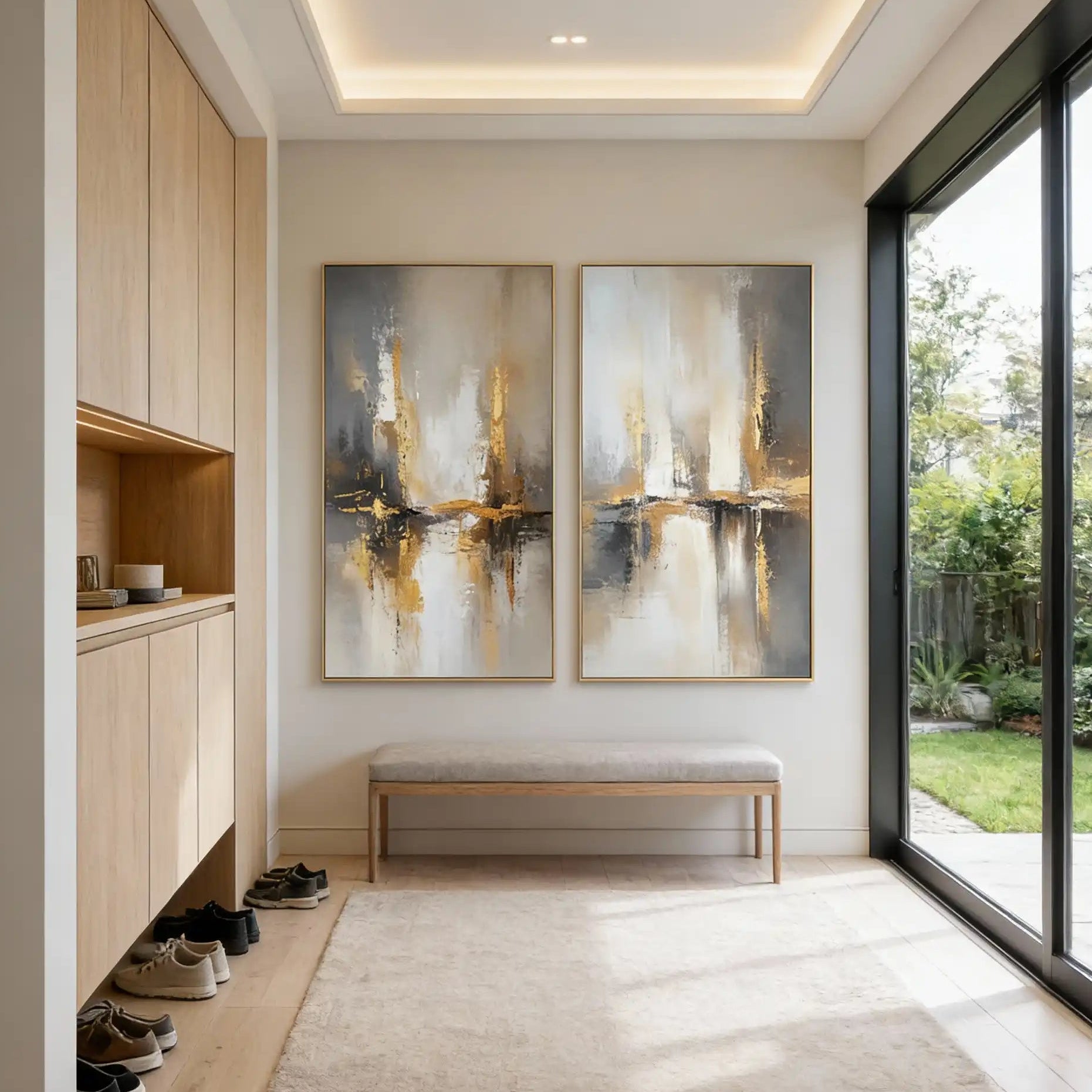 Golden Reflections Luxurious Abstract Art Set Of 2 #WS 041