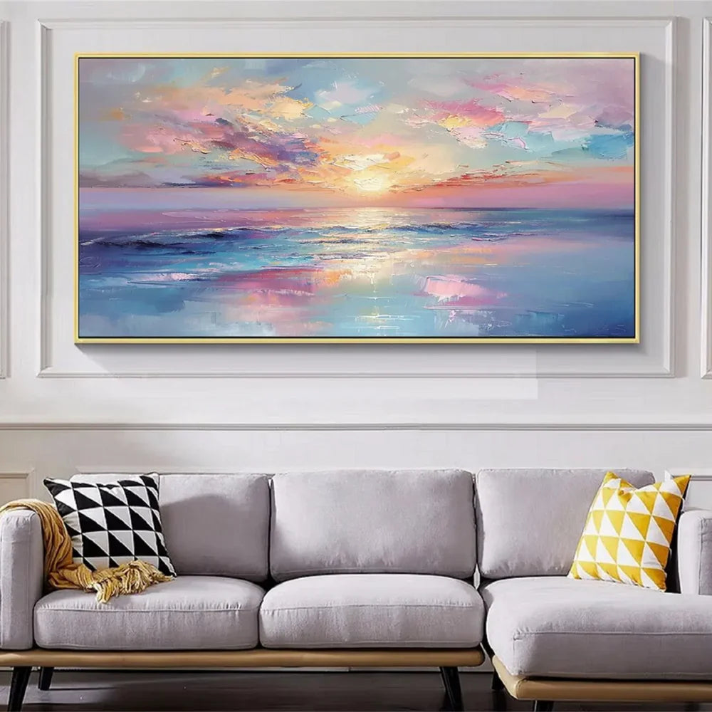 Colorful Ocean And Sky Textured Painting Canvas #OS006