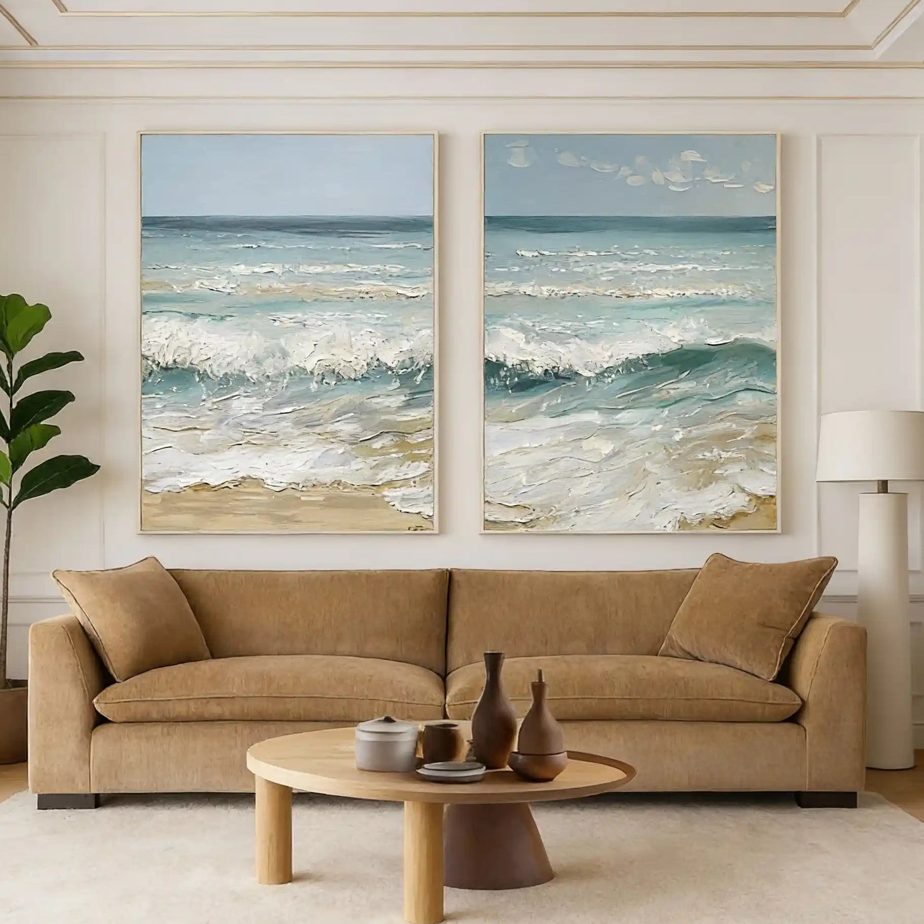 Minimalist Ocean Wave Textured Decor "Lovers' Tide"