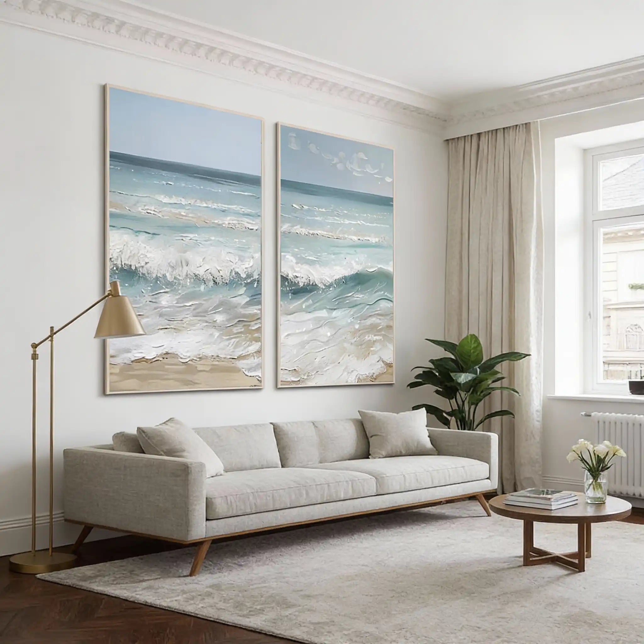 Minimalist Ocean Wave Textured Decor "Lovers' Tide"
