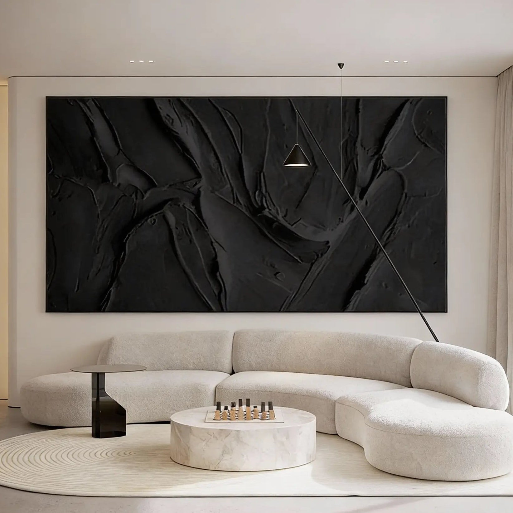 Textured Minimalist Wall Art Painting "Midnight"