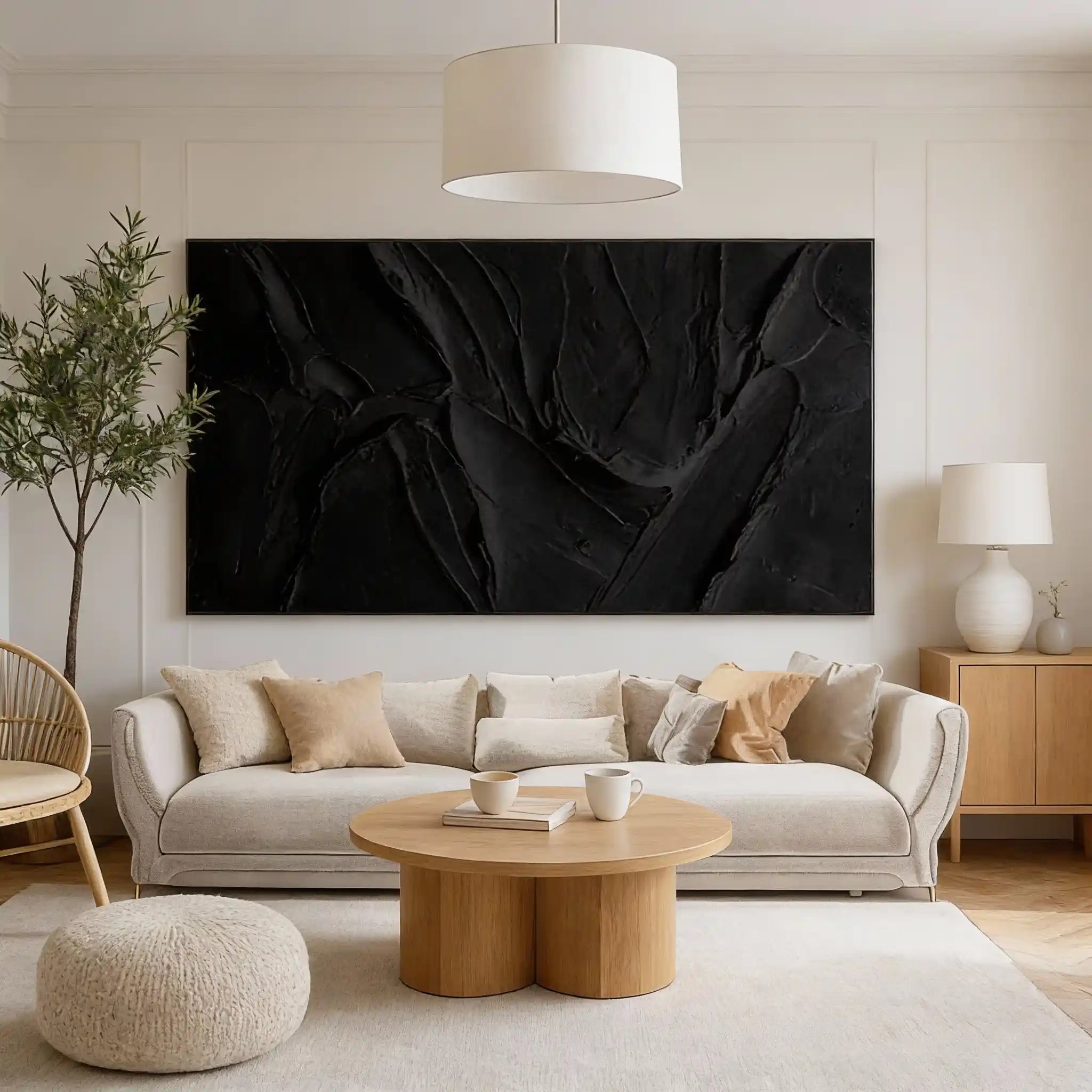 Textured Minimalist Wall Art Painting "Midnight"