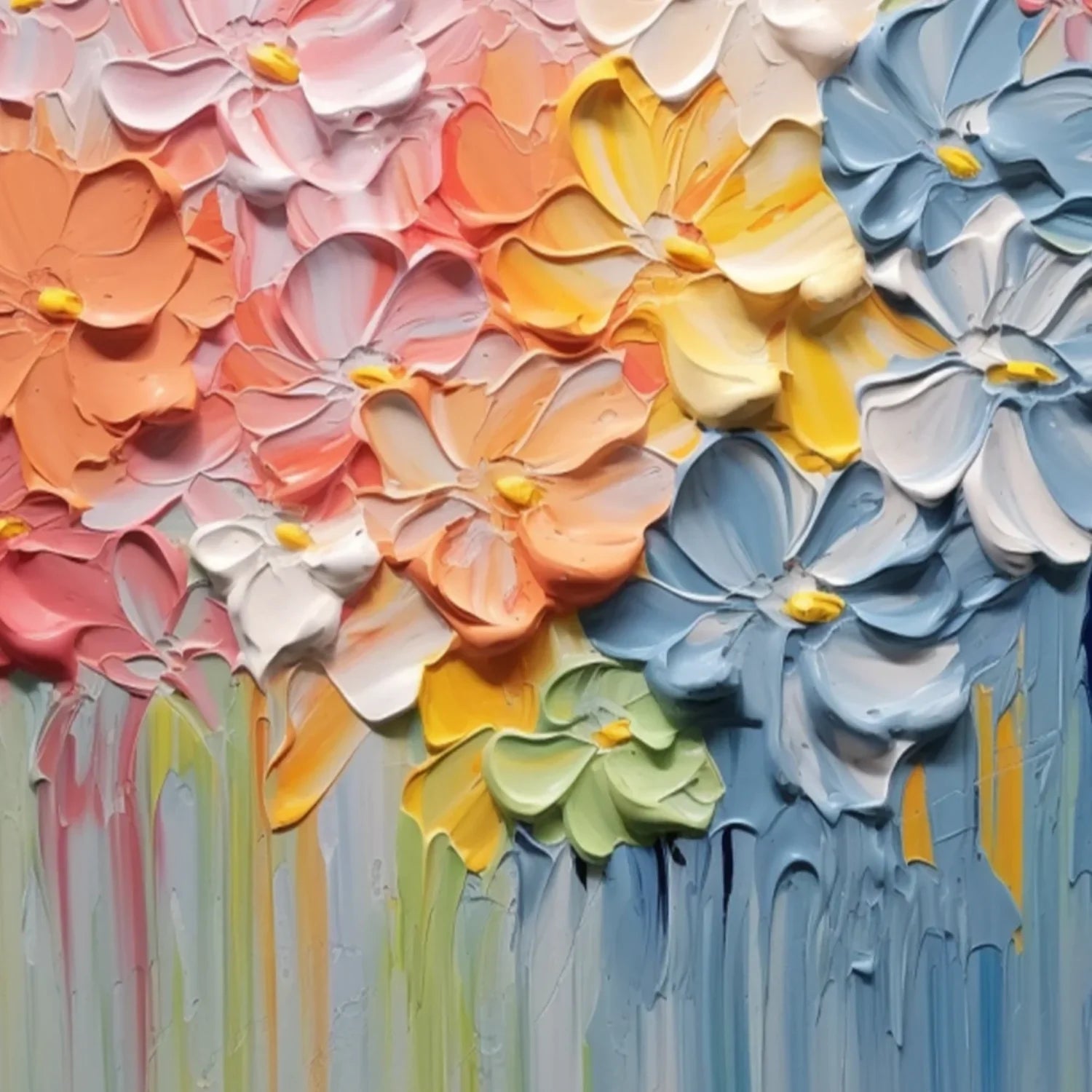 Colorful Flower & Tree Abstract Textured Wall Art #ML081