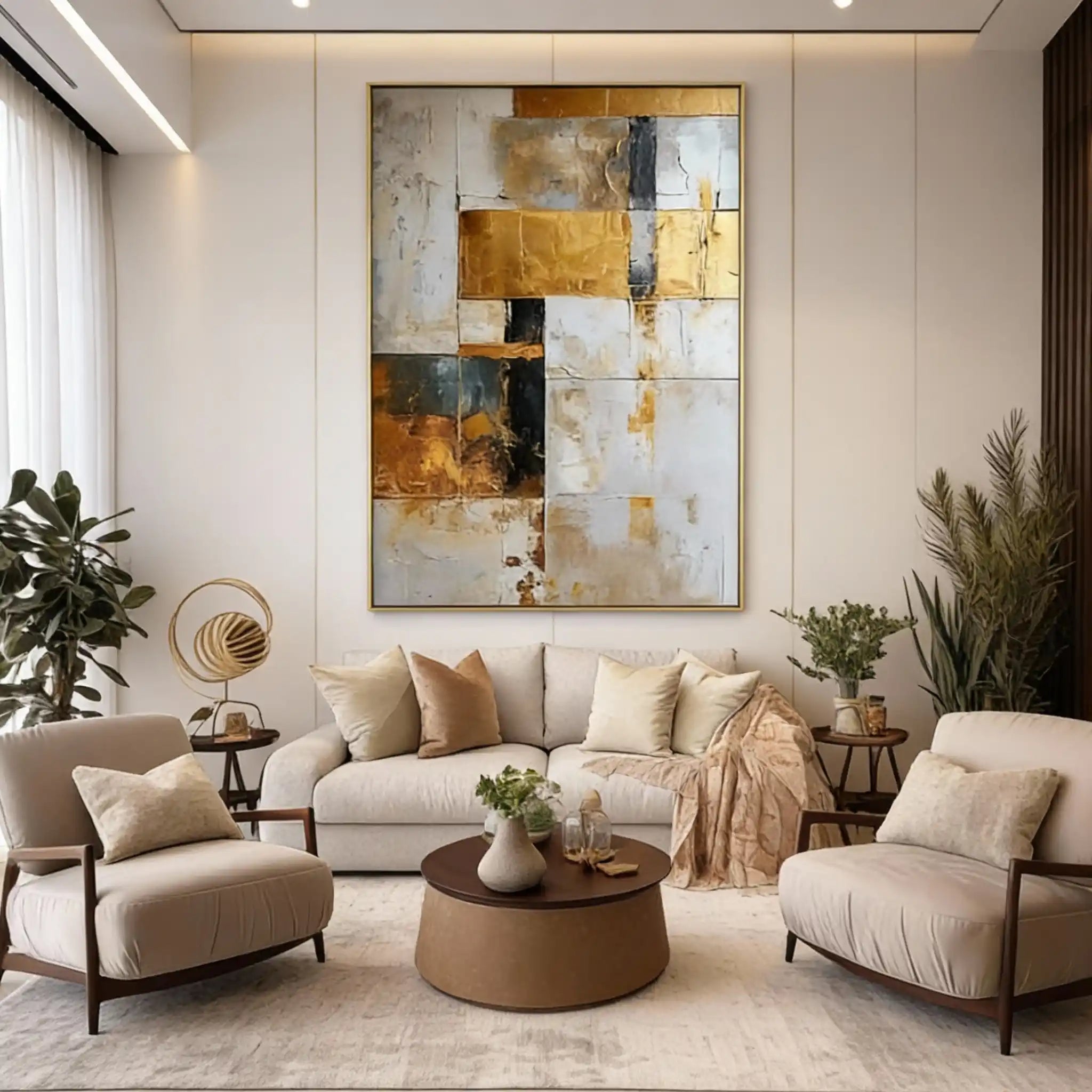 Gold Mosaic Textured Wall Painting #GM 012