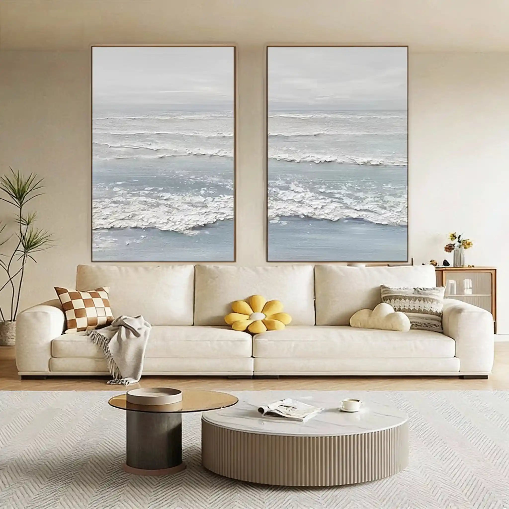 Minimalist Ocean Wave Textured Decor "Serene Horizon"