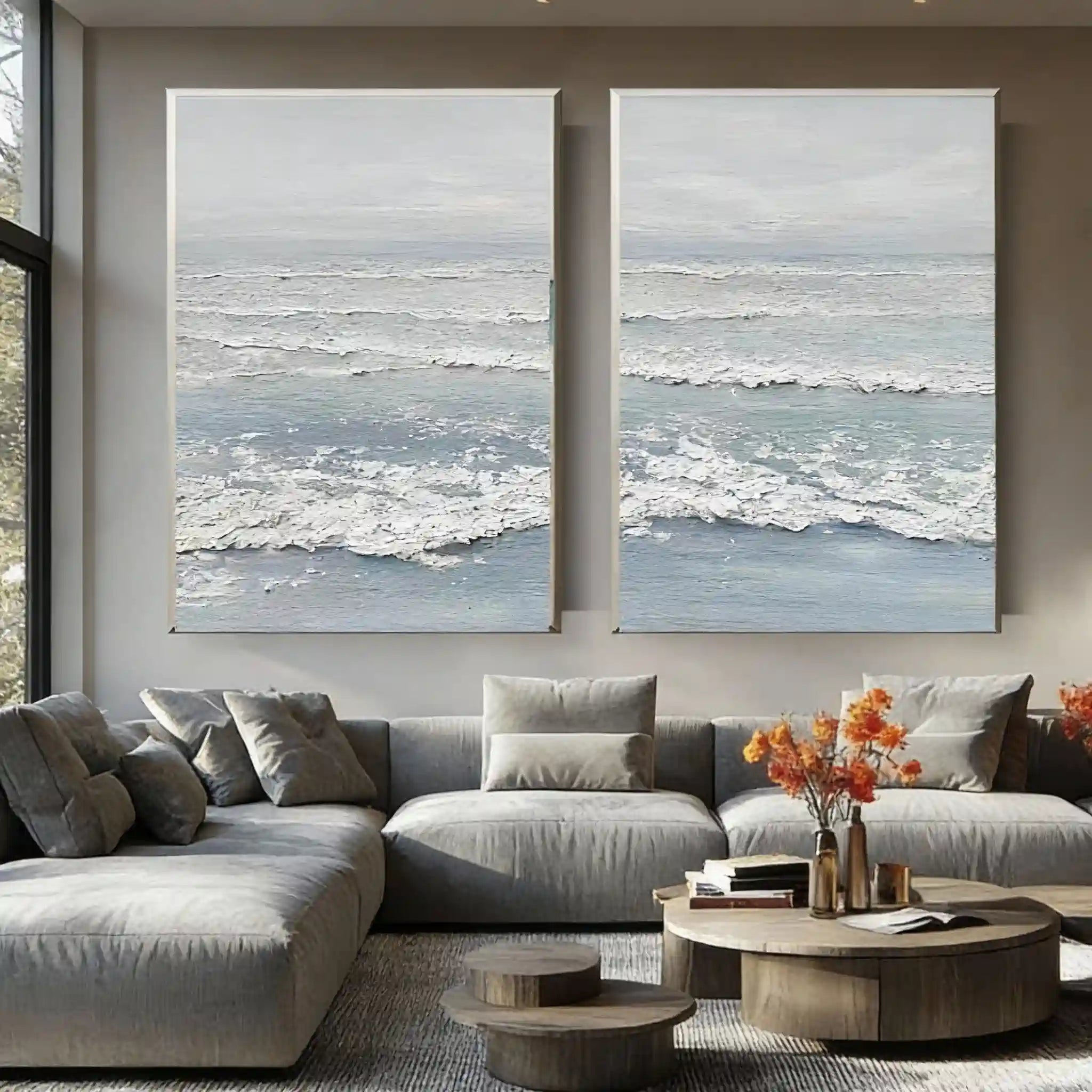 Minimalist Ocean Wave Textured Decor "Serene Horizon"