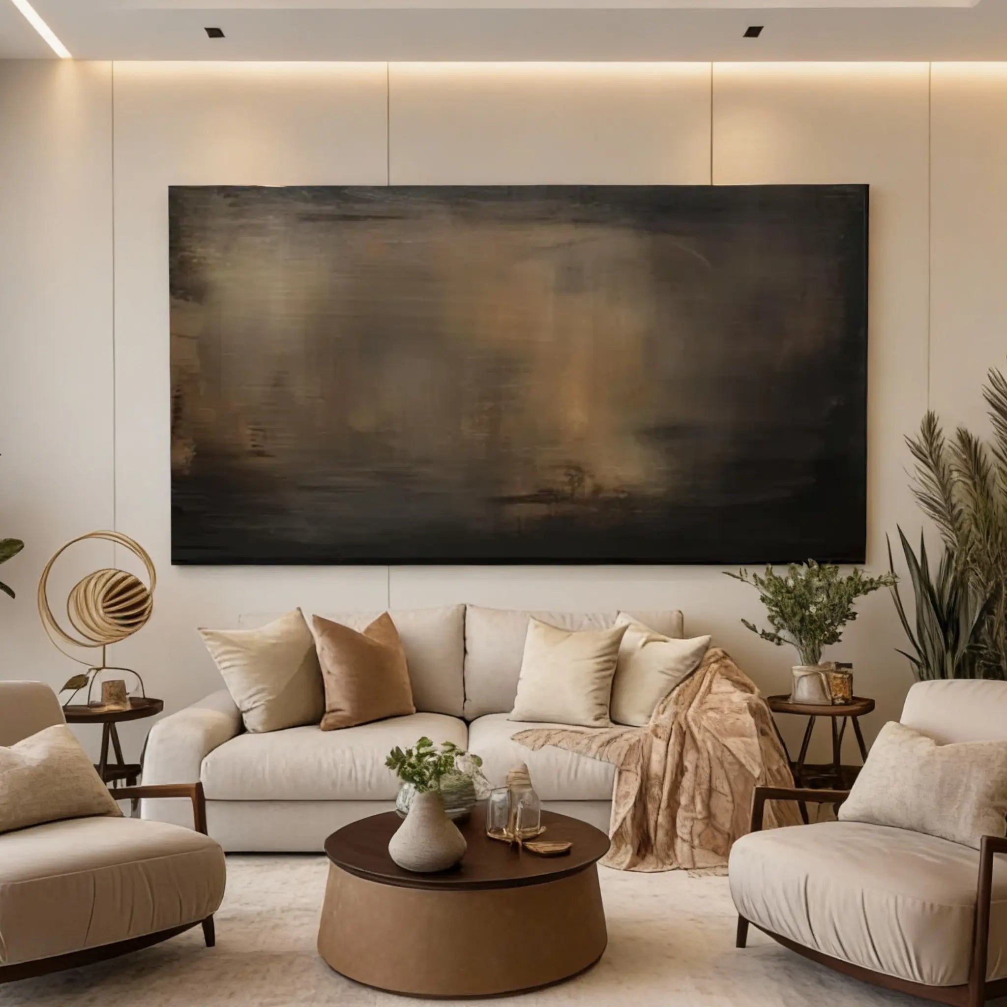 Textured Minimalist Wall Art Painting "Midnight Reverie"