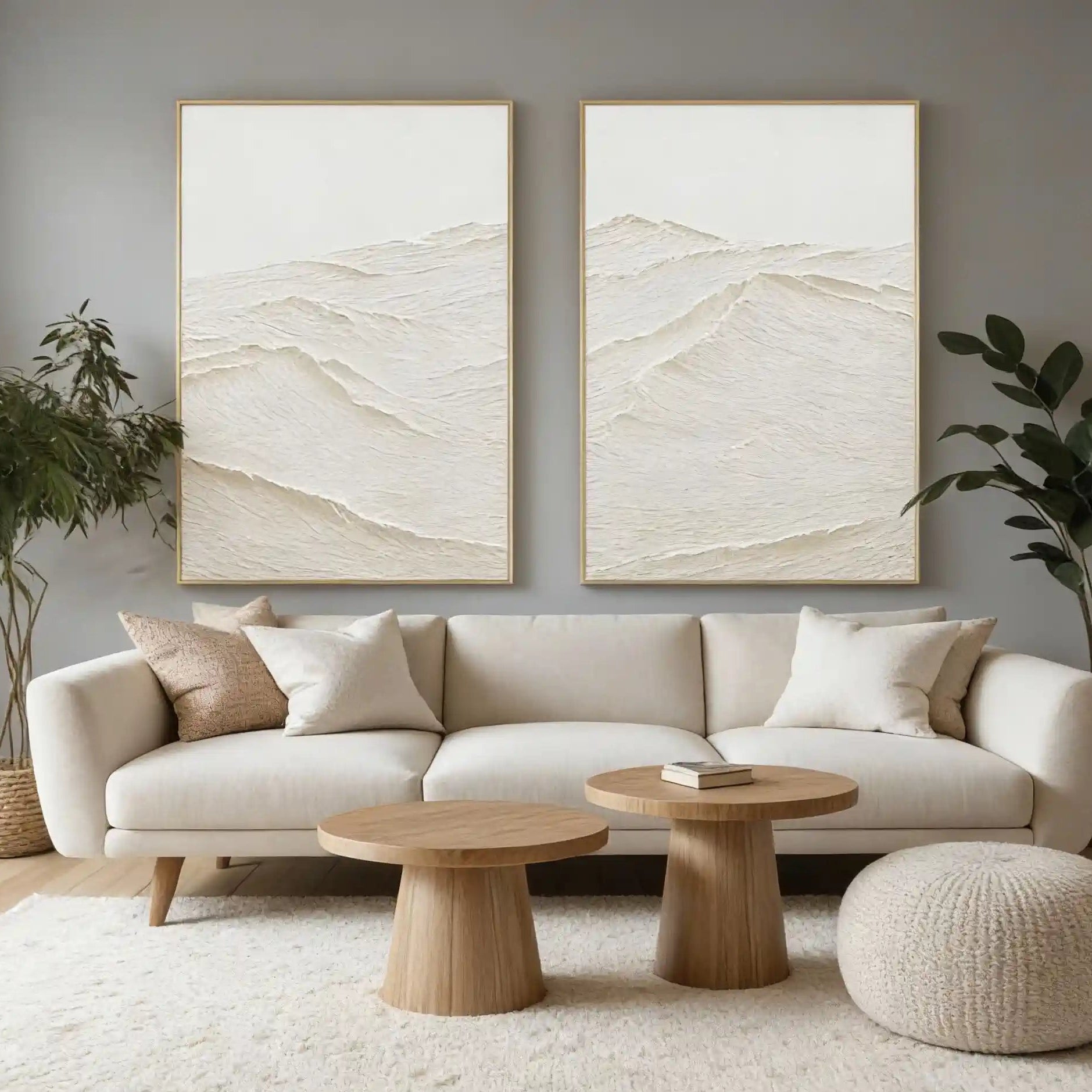 Minimalist White Textured Decor "Whispering Peaks"