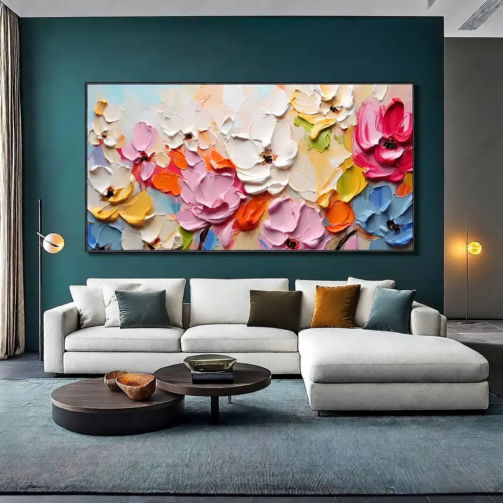 Colorful Flower Textured Painting Canvas #FP046