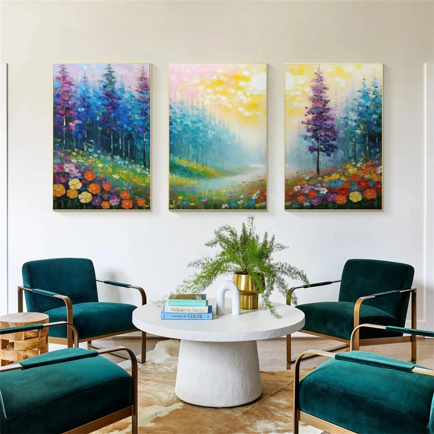 Flower & Tree Abstract Wall Art Set of 3 #ML157