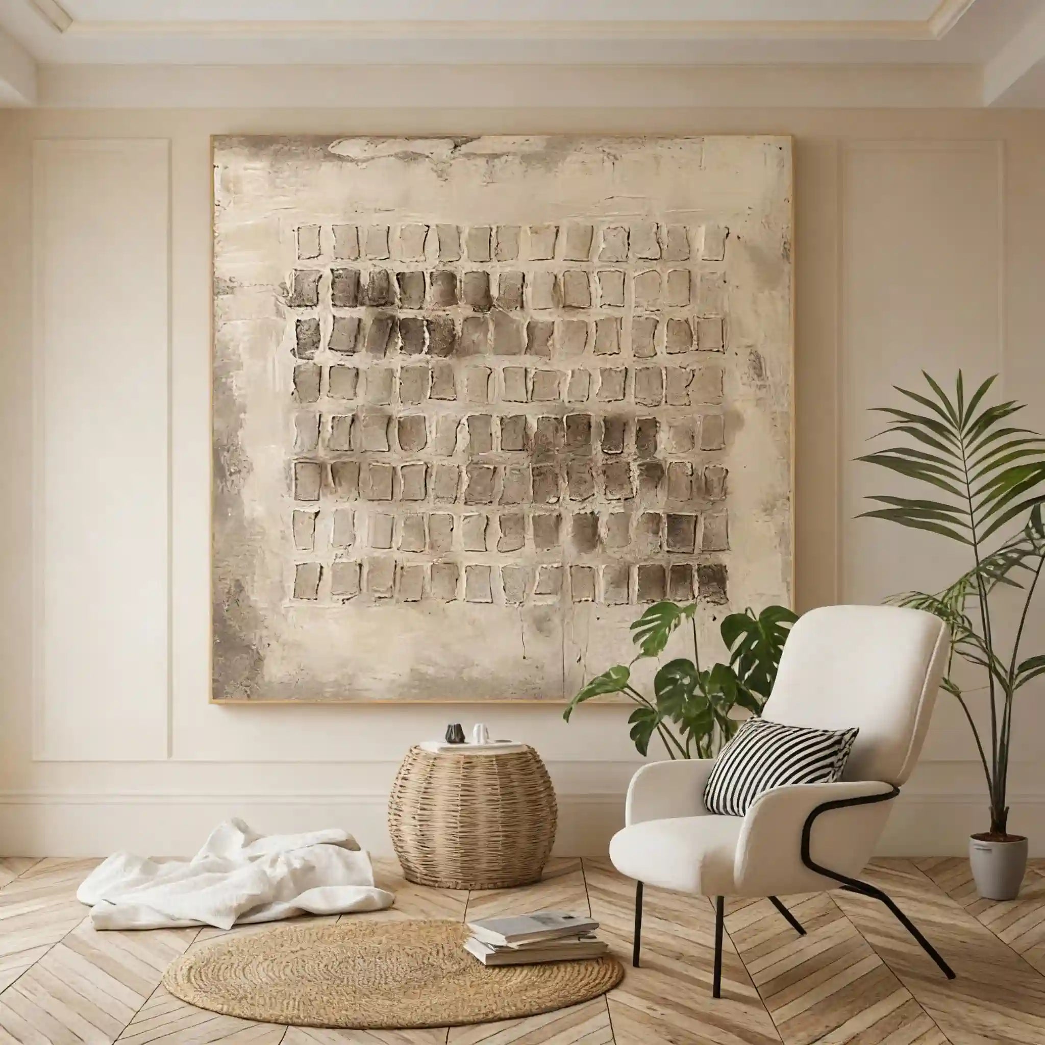 Beige & Brown Abstract Painting #BBA 044