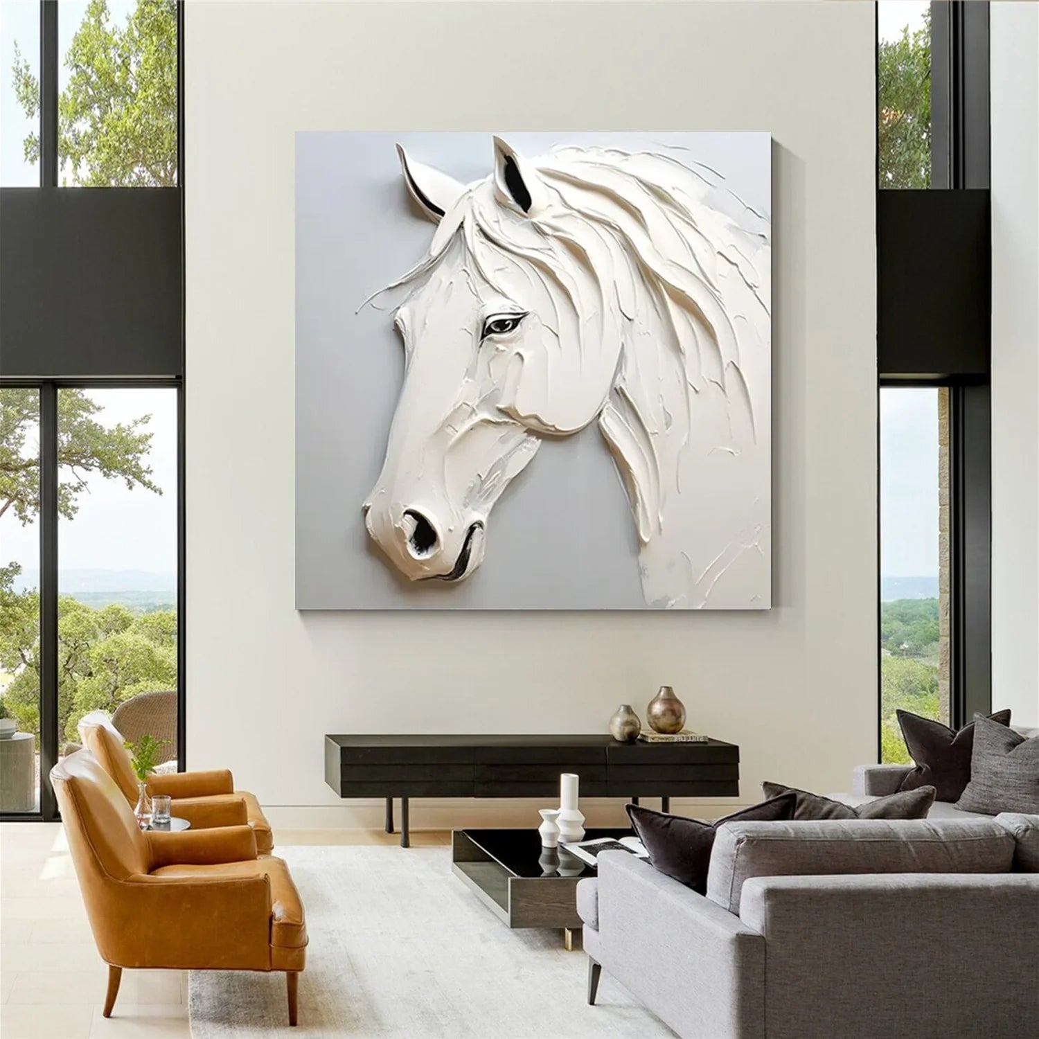 Abstract Animal Horse Textured Wall Art #AL130