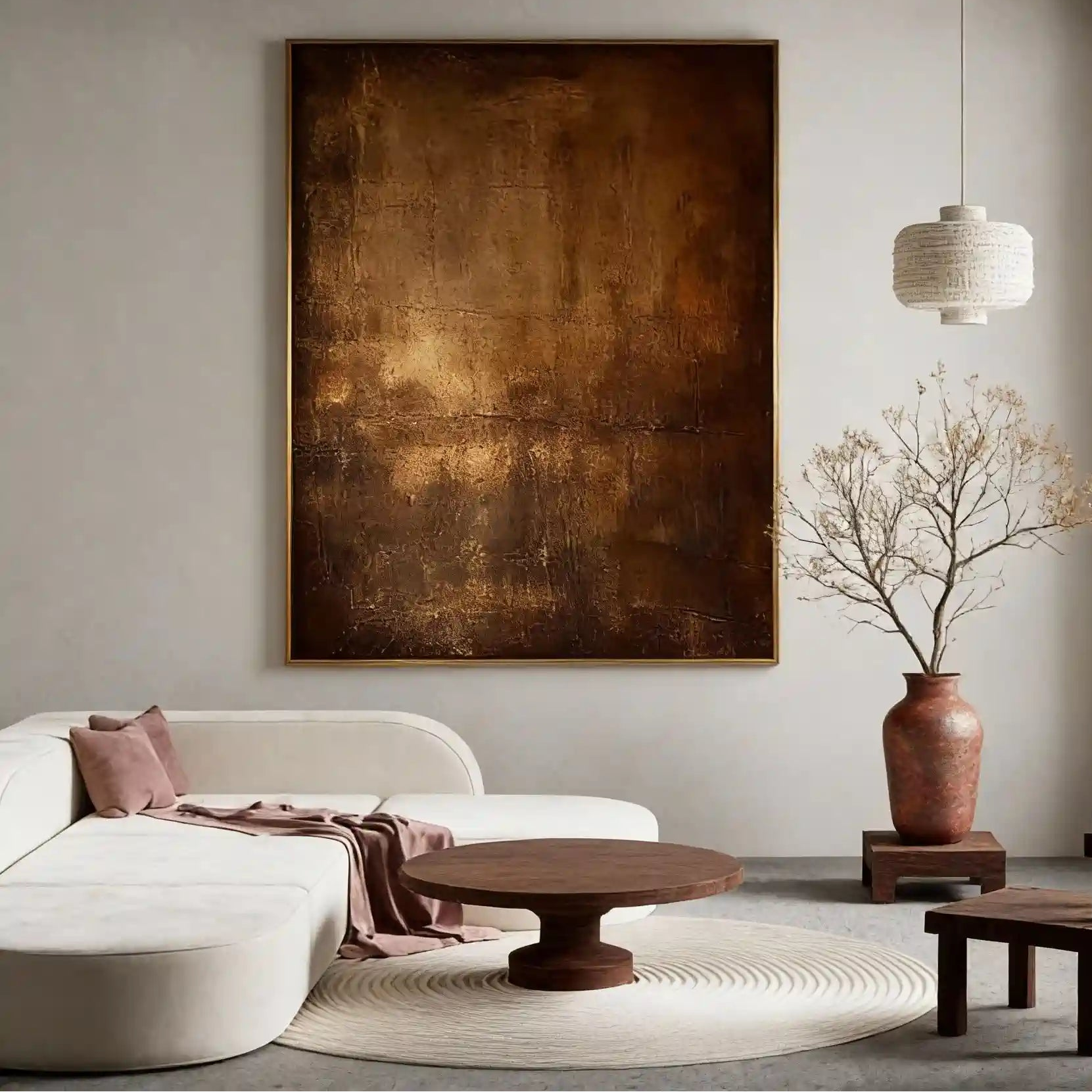Textured Minimalist Bronze Abstract Wall Art "Worn Down"