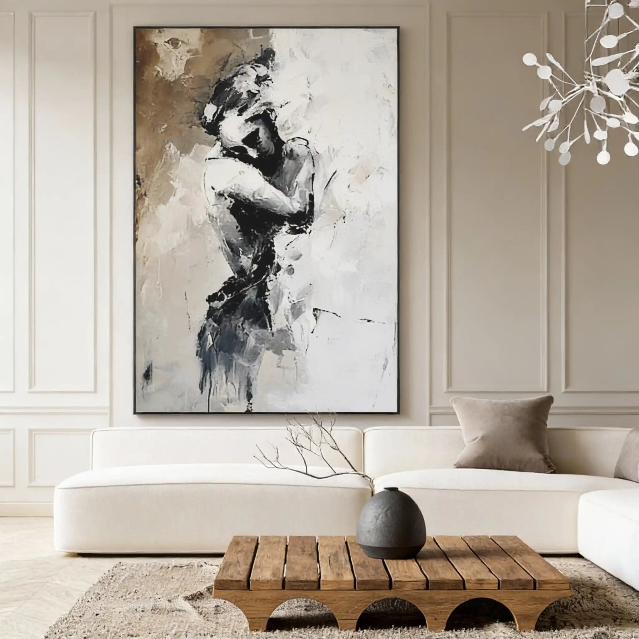 Abstract Figurative Couple Oil Painting - Eternal Embrace
