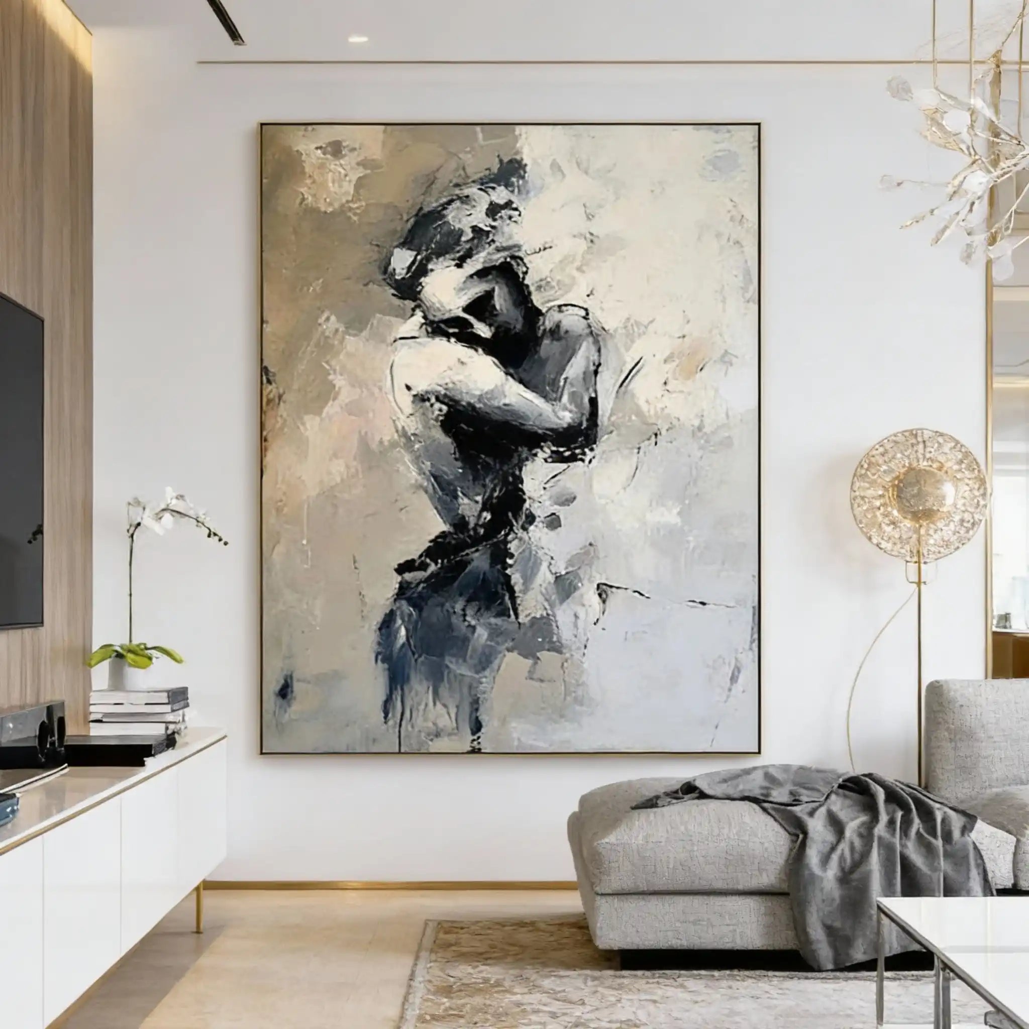 Abstract Figurative Couple Oil Painting - Eternal Embrace