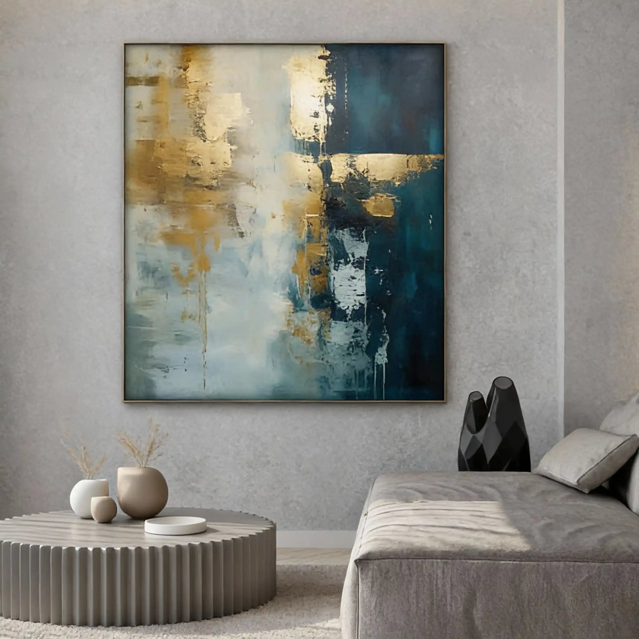 Traces of Blue Textured Abstract Painting #TB 008