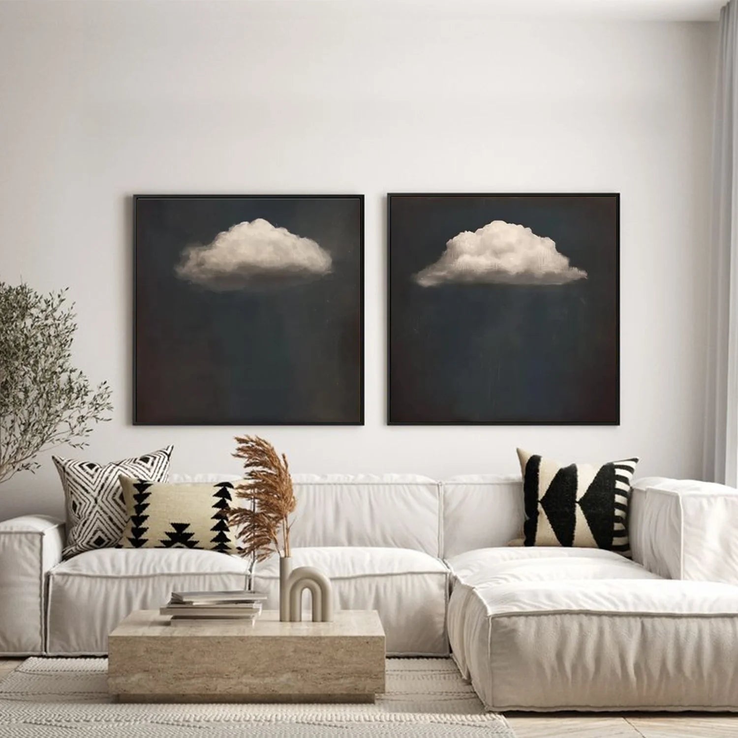 Black and White Minimalist Canvas Art Set of 2 #MZ119