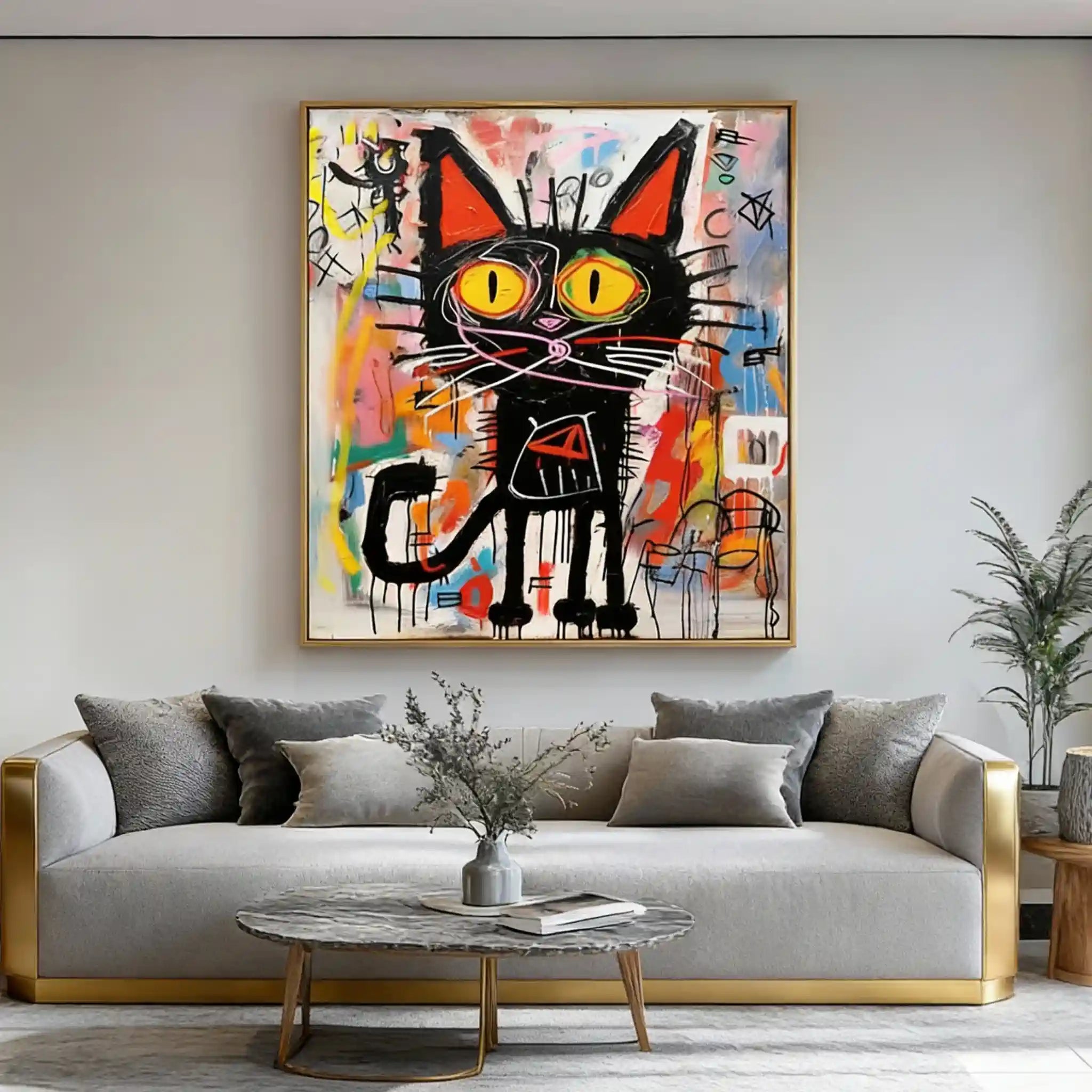 Abstract Pop Art Wall Painting - Urban Cat Graffiti