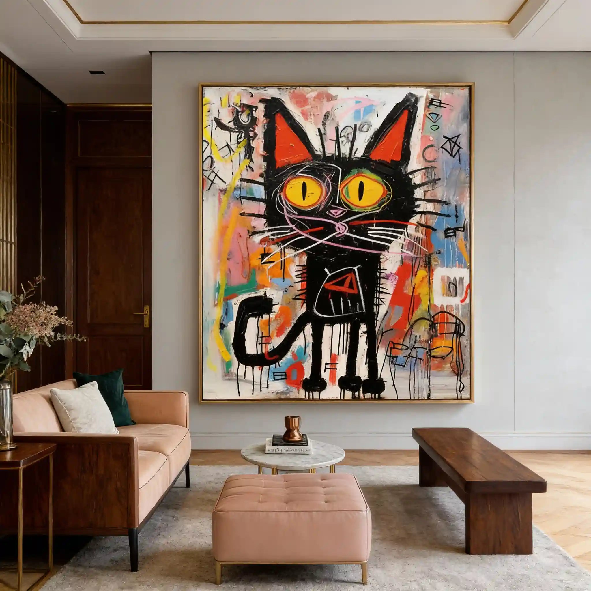 Abstract Pop Art Wall Painting - Urban Cat Graffiti