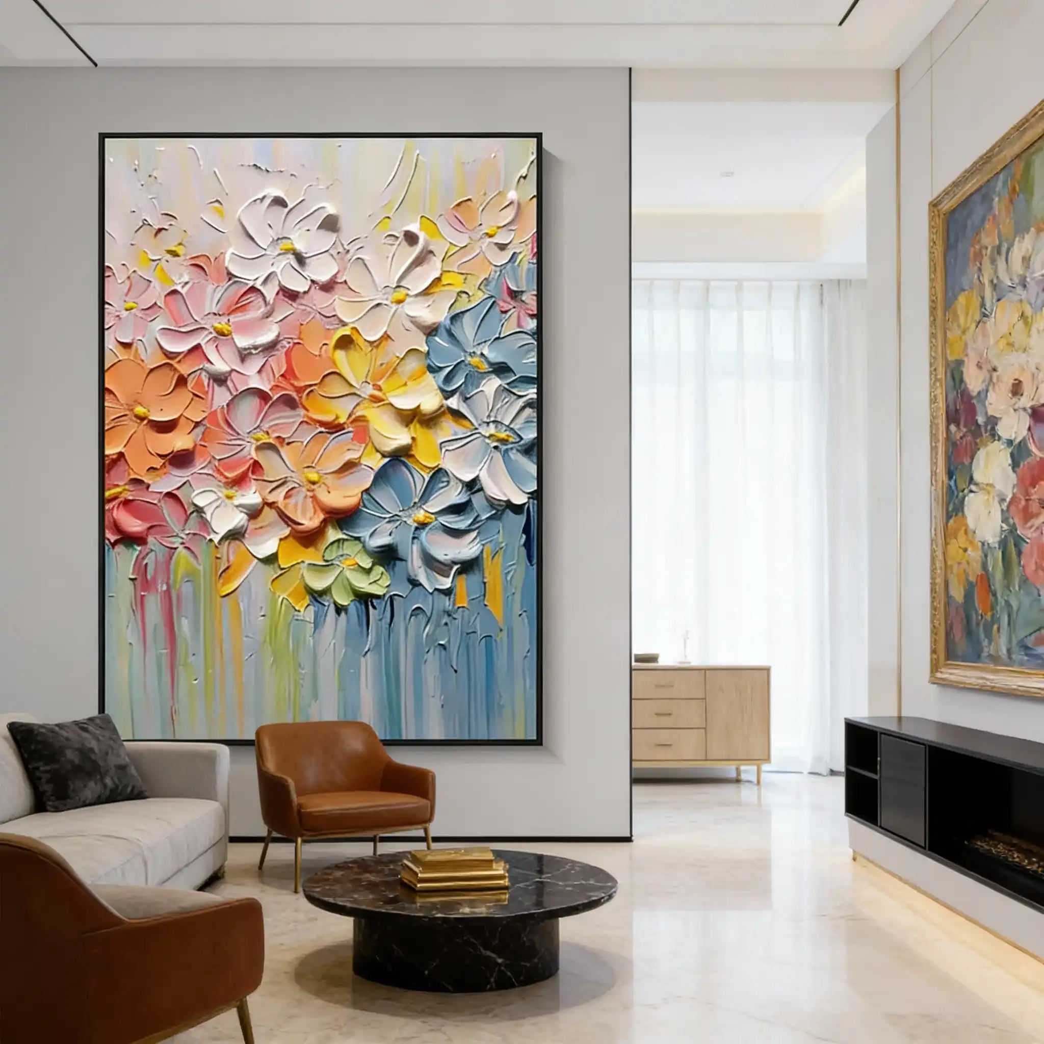 Colorful Flower & Tree Abstract Textured Wall Art #ML081