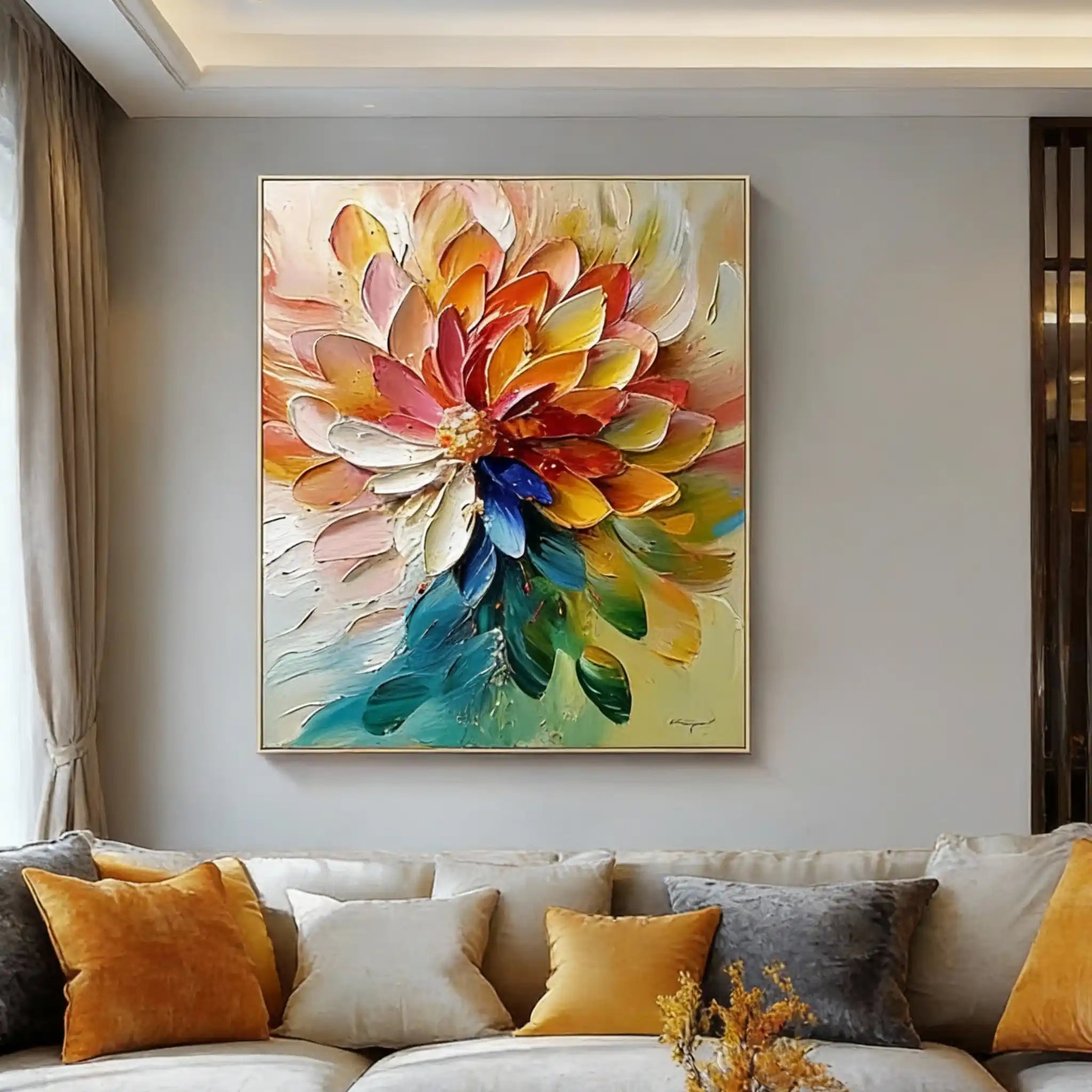 Colorful Textured Flower Canvas Art - Vibrant Bloom