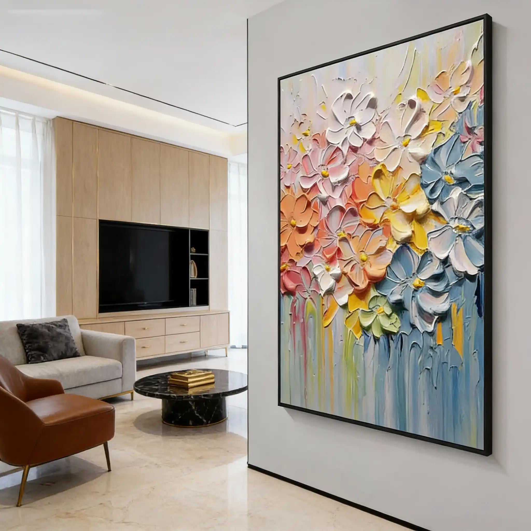 Colorful Flower & Tree Abstract Textured Wall Art #ML081