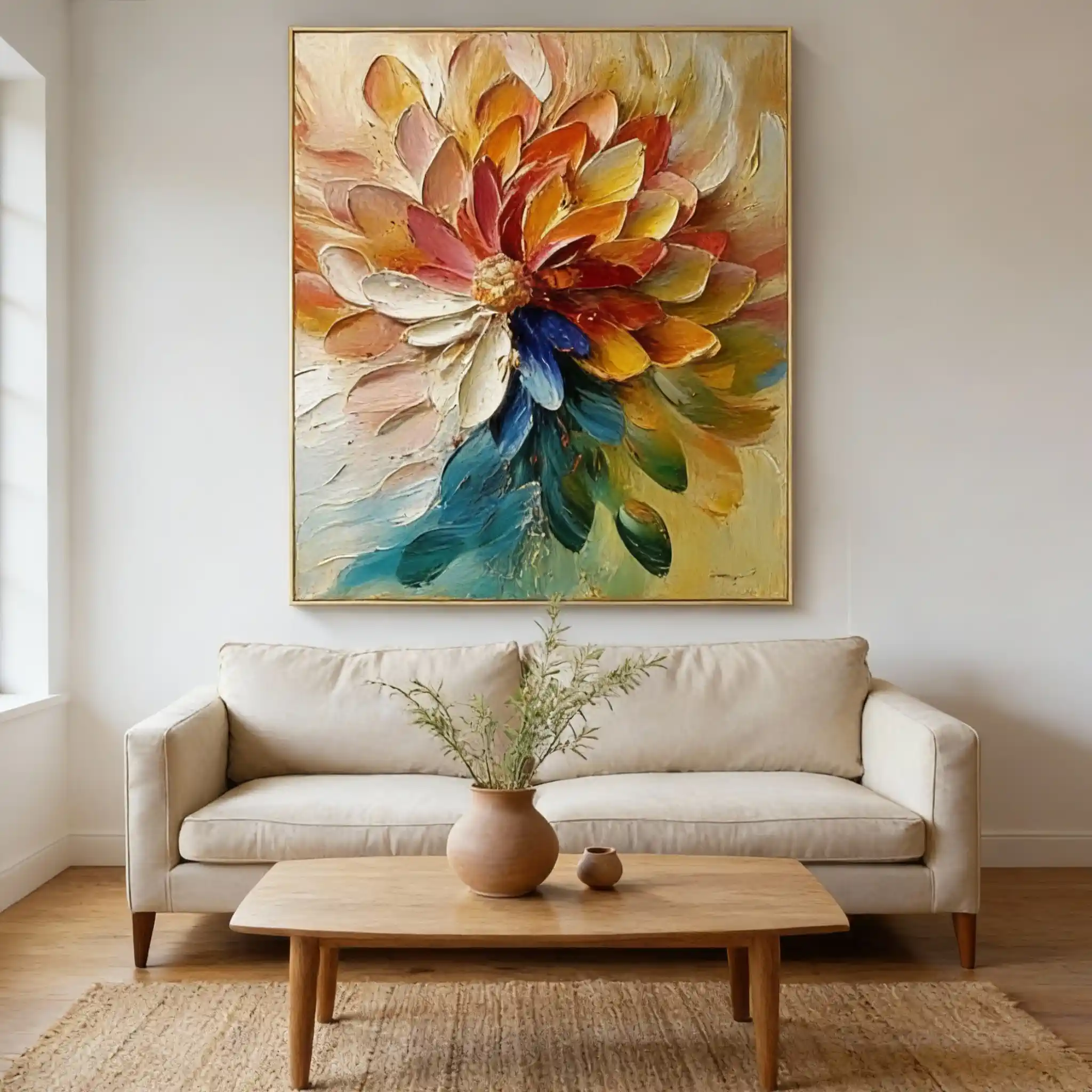 Colorful Textured Flower Canvas Art - Vibrant Bloom