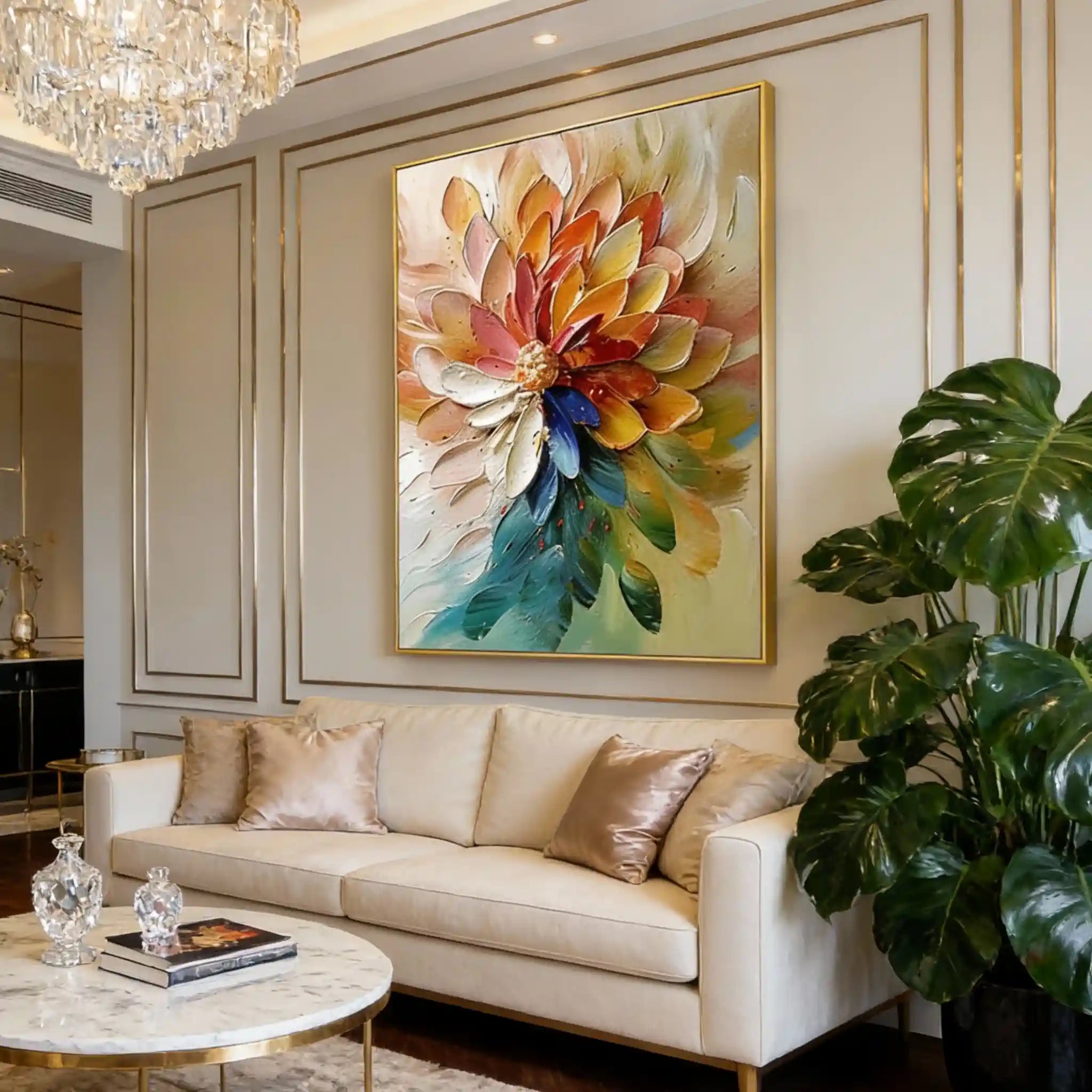 Colorful Textured Flower Canvas Art - Vibrant Bloom