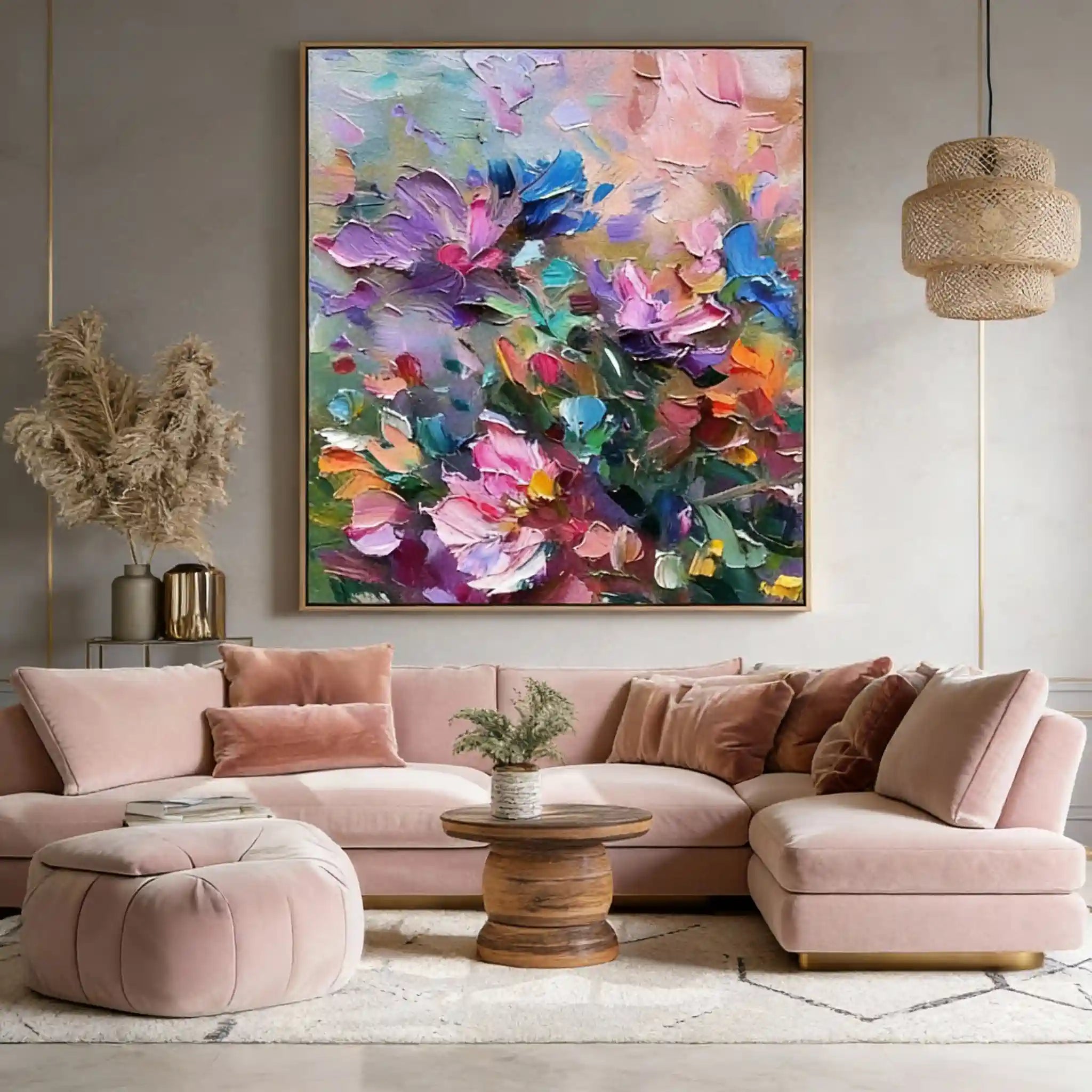 Colorful Textured Flower Vibrant Floral Oil Painting