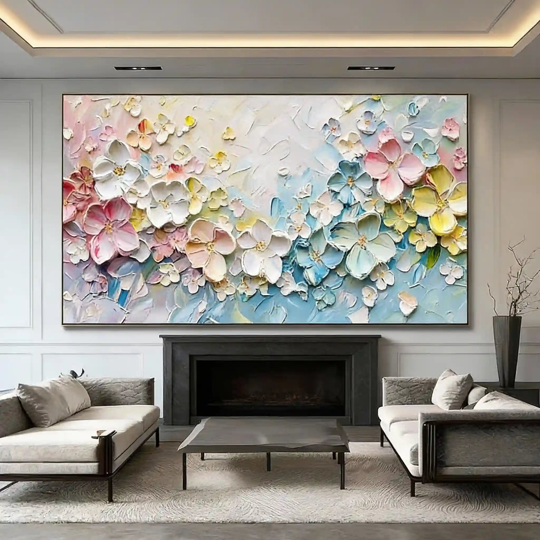 Colorful Flower & Tree Abstract Textured Wall Art #ML088