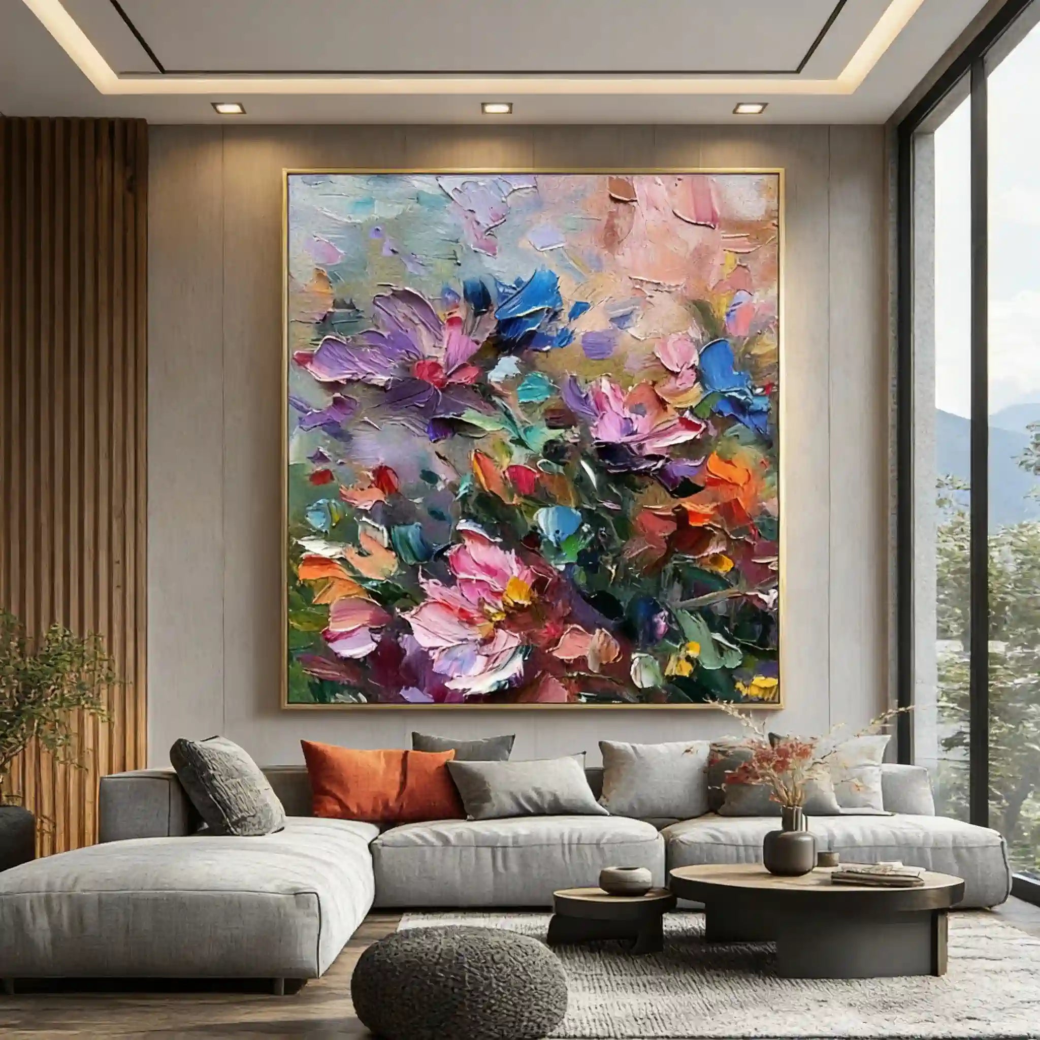 Colorful Textured Flower Vibrant Floral Oil Painting