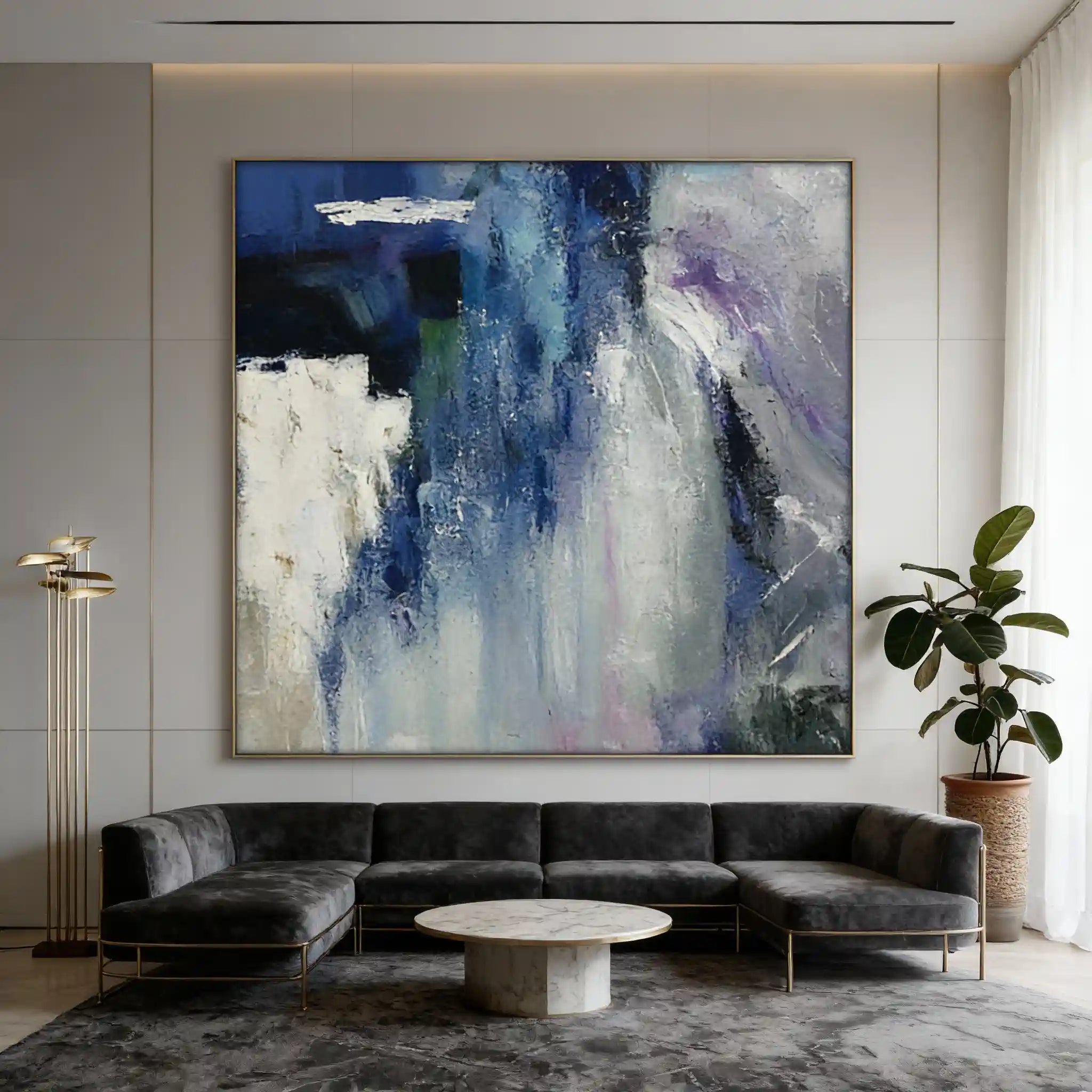 Windy Blue Textured Abstract Painting #WB 026
