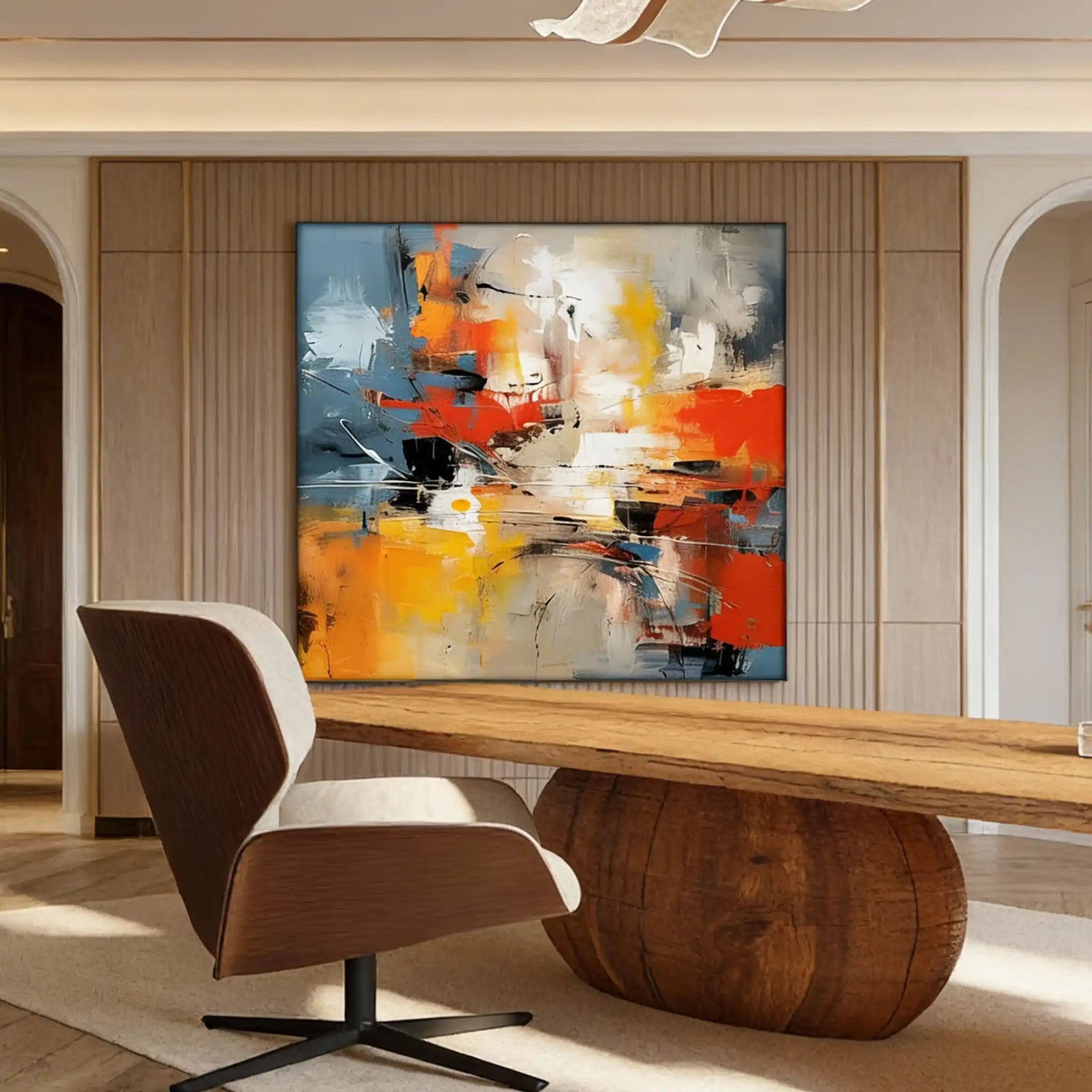 Yellow & Orange Textured Abstract Painting #YO 038