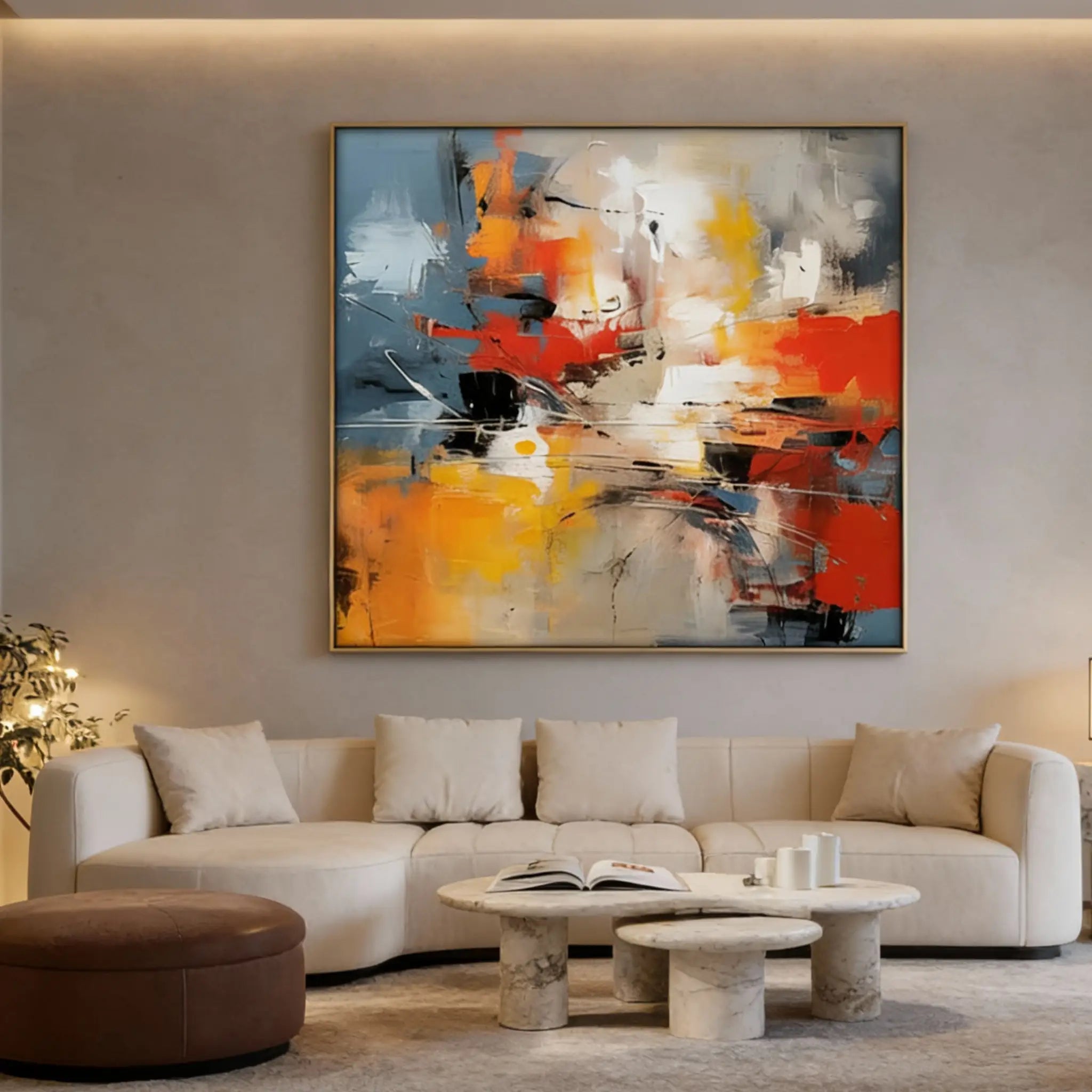 Yellow & Orange Textured Abstract Painting #YO 038