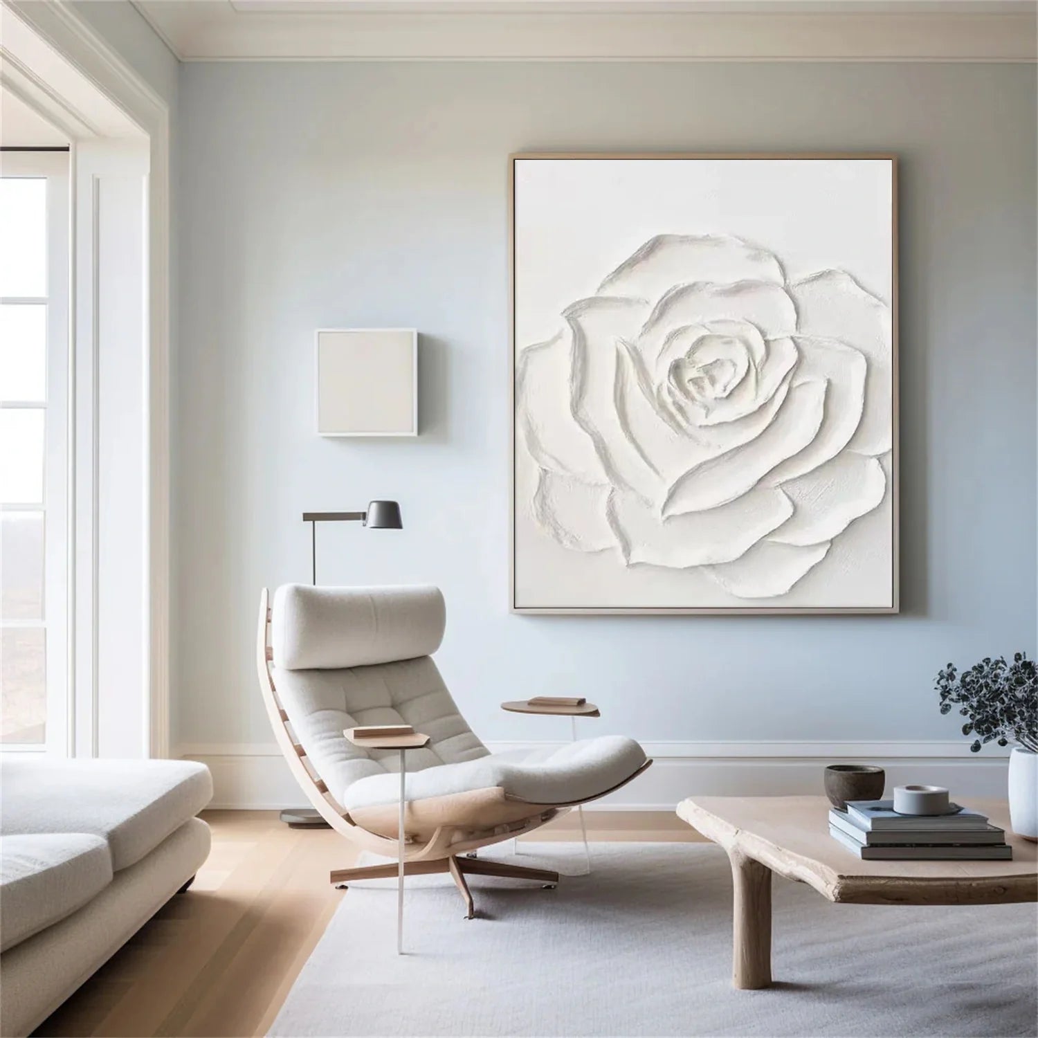 White Flower & Tree Abstract Textured Wall Art #ML130