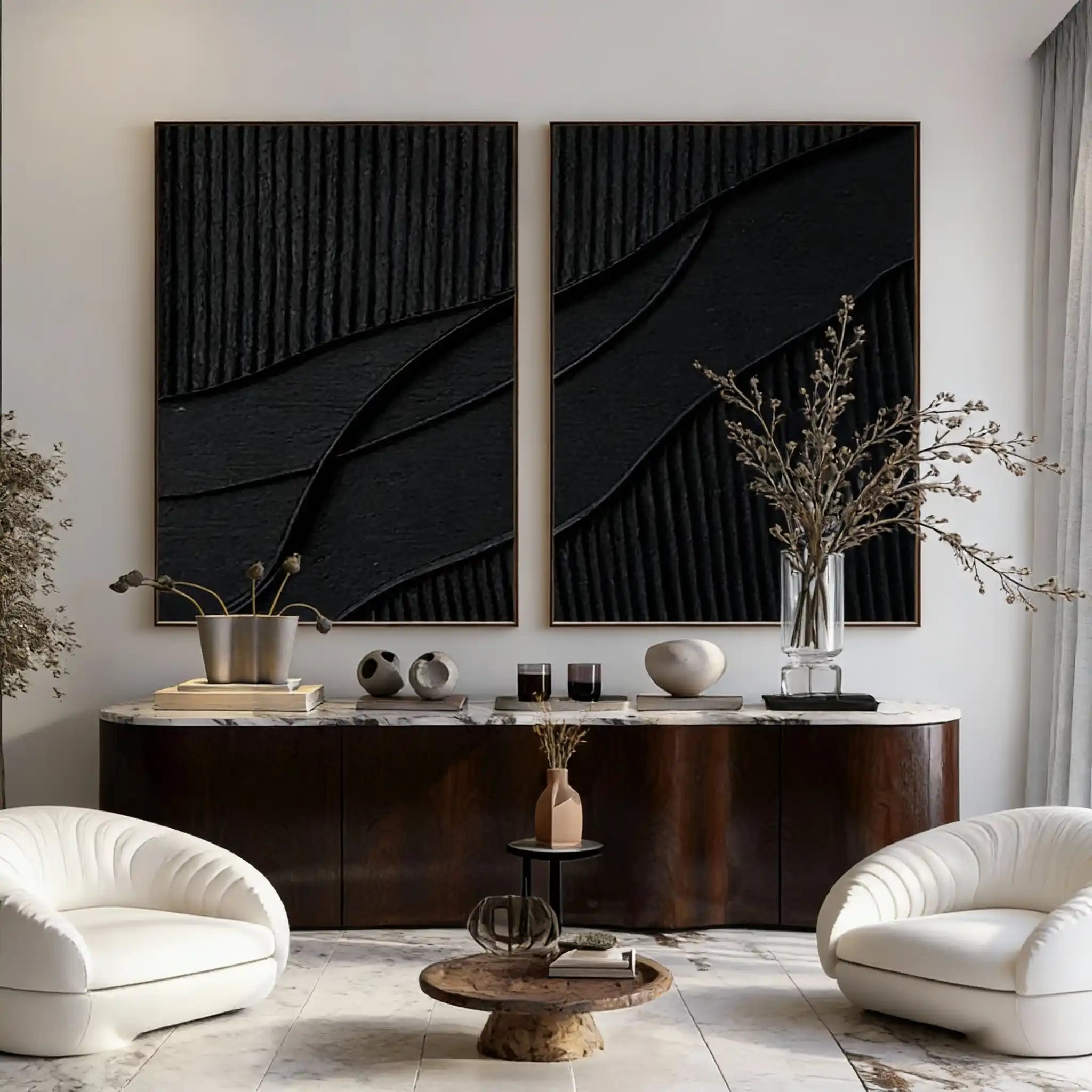 Black Minimalist Painting Set Of 2 #BMS 002