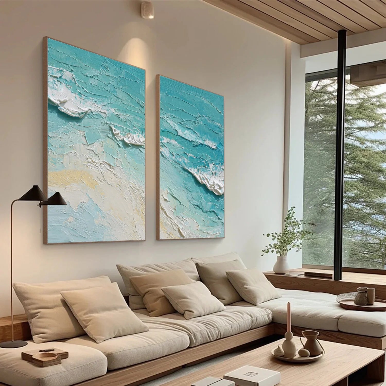 Sea & Sky Abstract Textured Wall Art Set of 2 #MS155