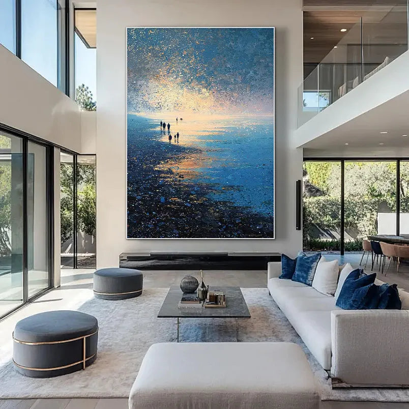 Starry Galaxy | Seascape Ocean Wave Textured Wall Art