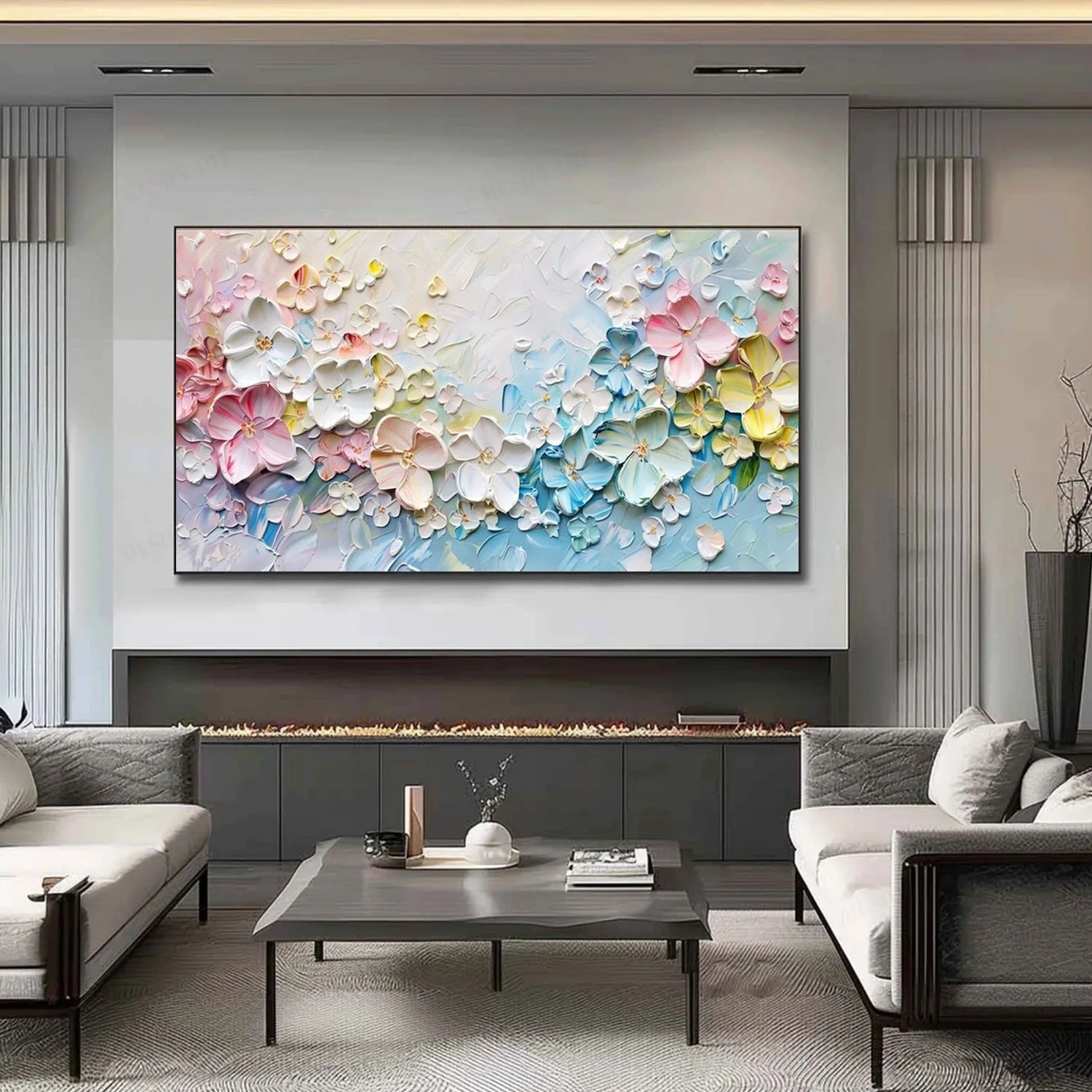 Colorful Flower & Tree Abstract Textured Wall Art #ML088