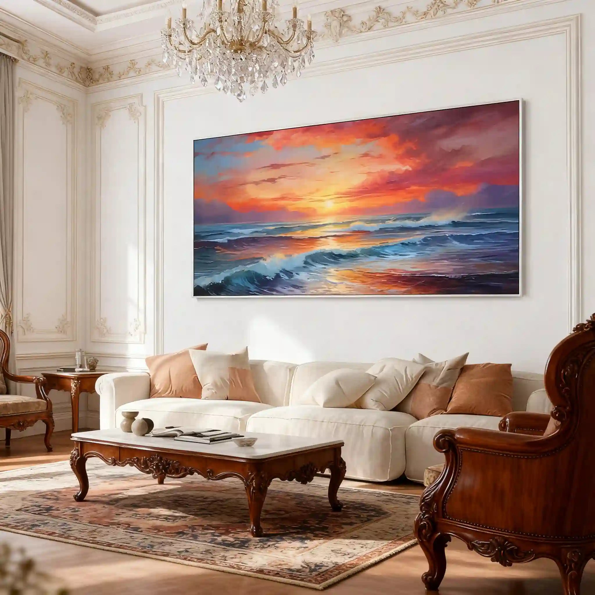 Colorful Ocean And Sky Textured Painting Canvas #OS009