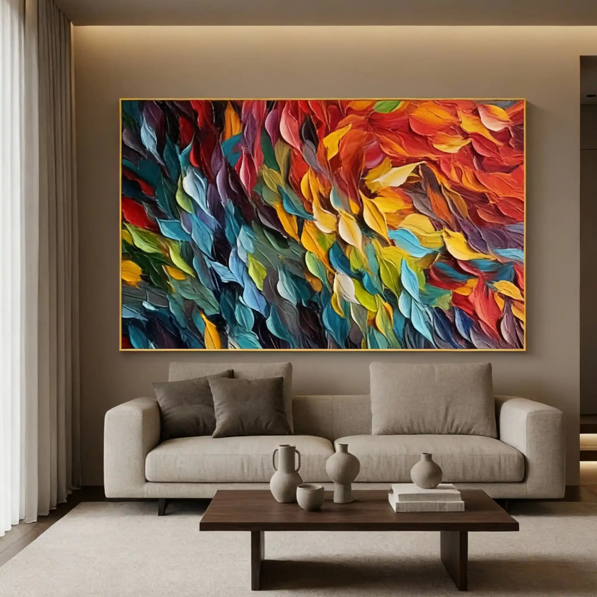 Colorful Flower & Tree Abstract Textured Wall Art #CFT69