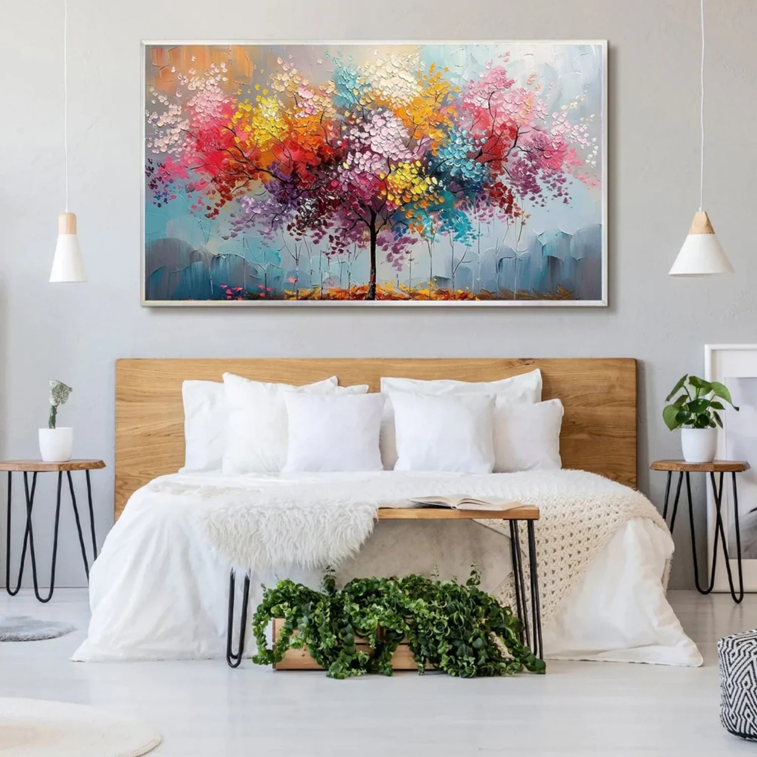 Colorful Tree Textured Painting Canvas #TP022