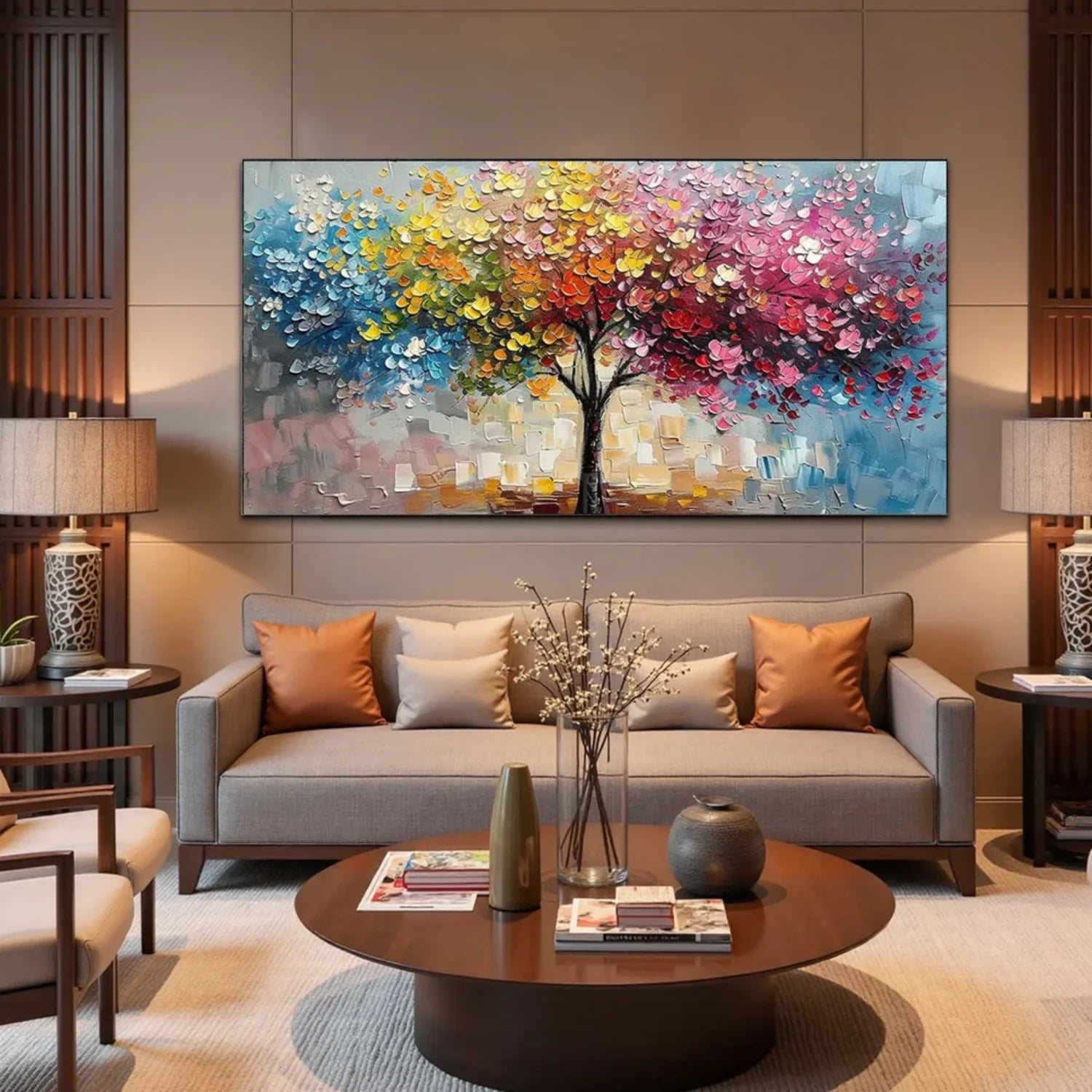 Colorful Tree Textured Painting Canvas #TP021