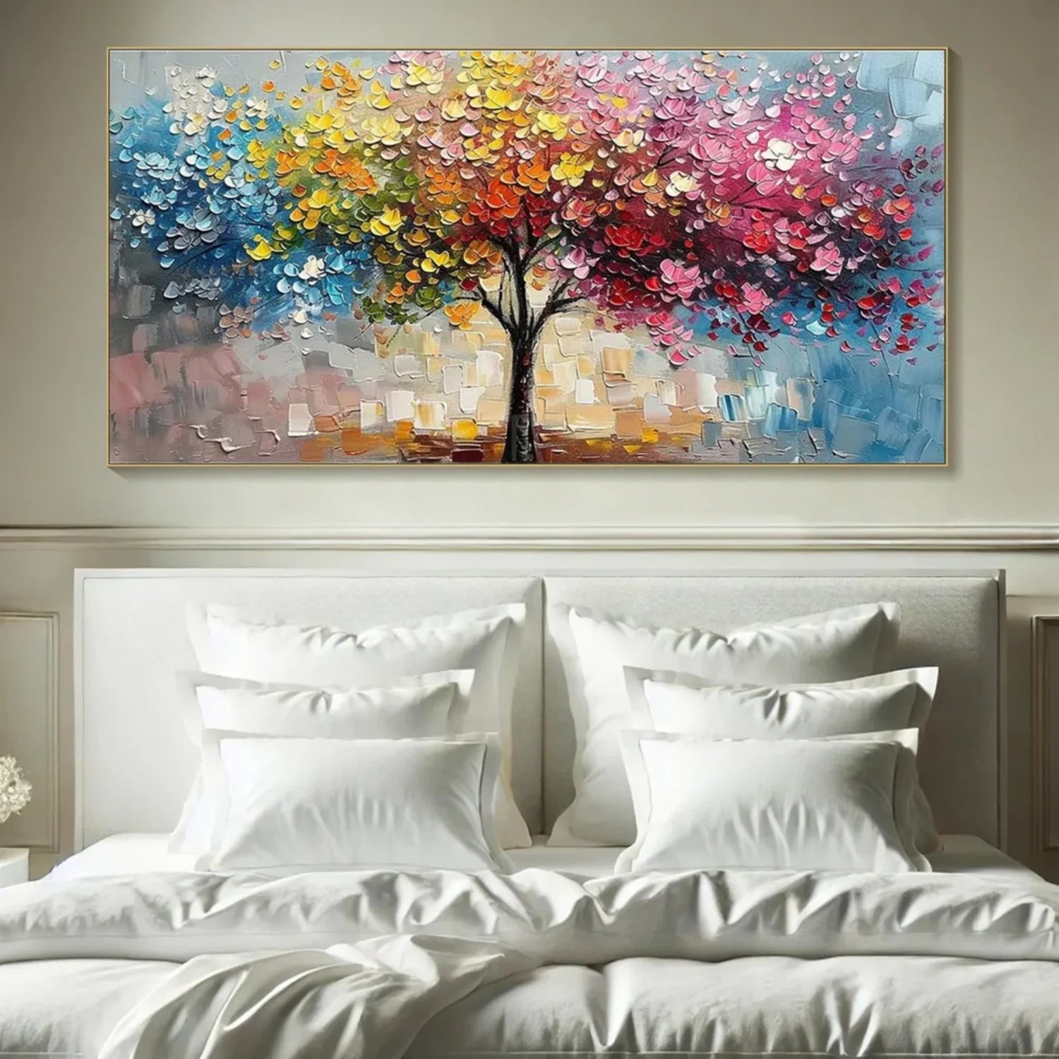 Colorful Tree Textured Painting Canvas #TP021
