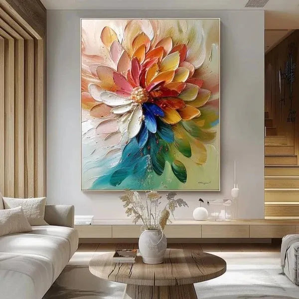 Colorful Textured Flower Canvas Art - Vibrant Bloom