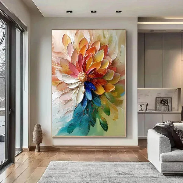 Colorful Textured Flower Canvas Art - Vibrant Bloom