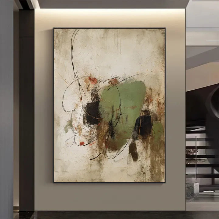 Green & Beige Abstract Textured Wall Painting #GB 012